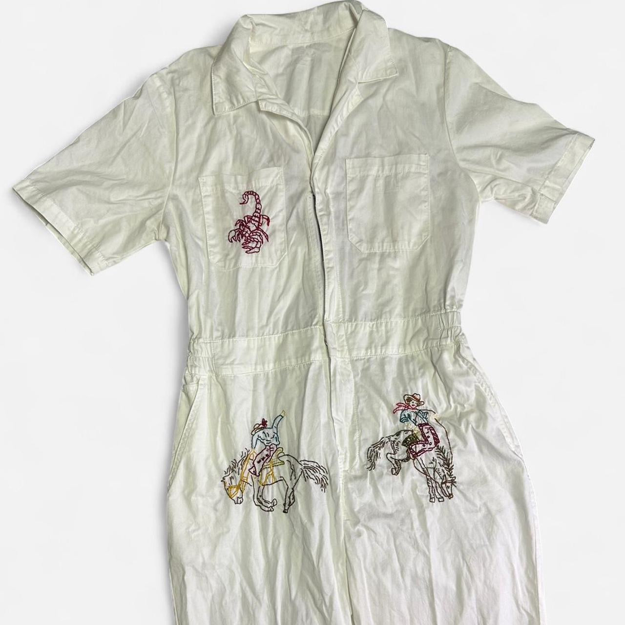 Handmade western white coveralls jumpsuit