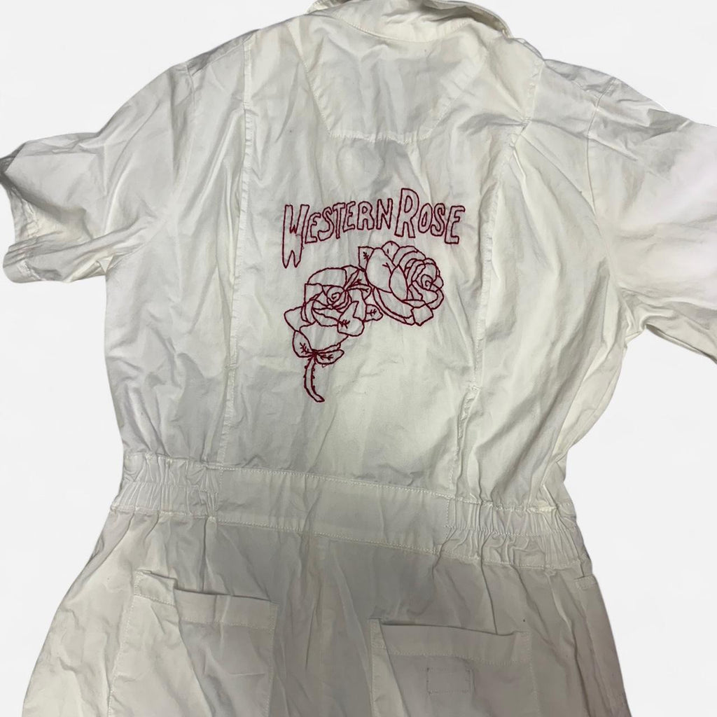 Handmade western white coveralls jumpsuit