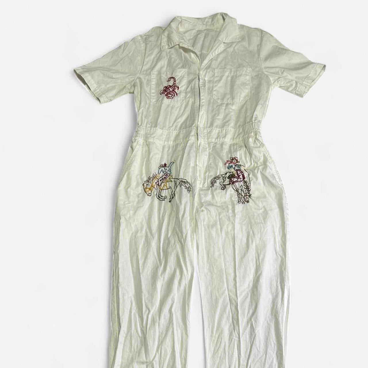 Handmade western white coveralls jumpsuit