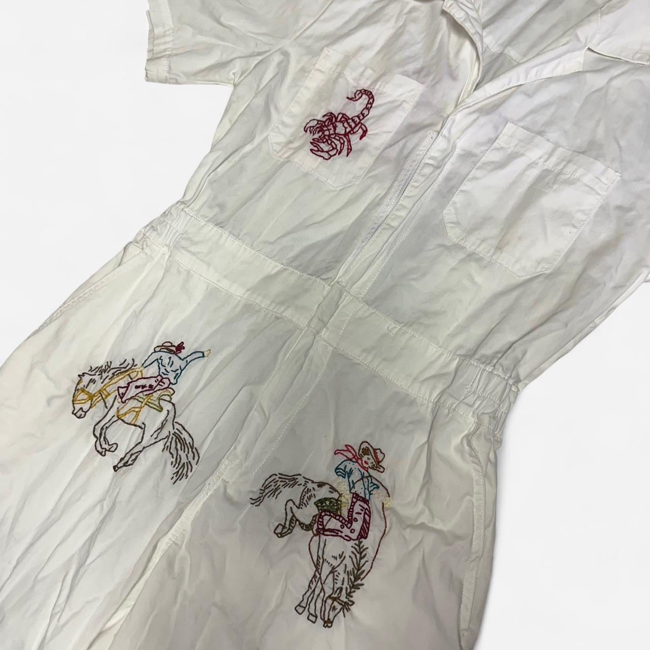 Handmade western white coveralls jumpsuit