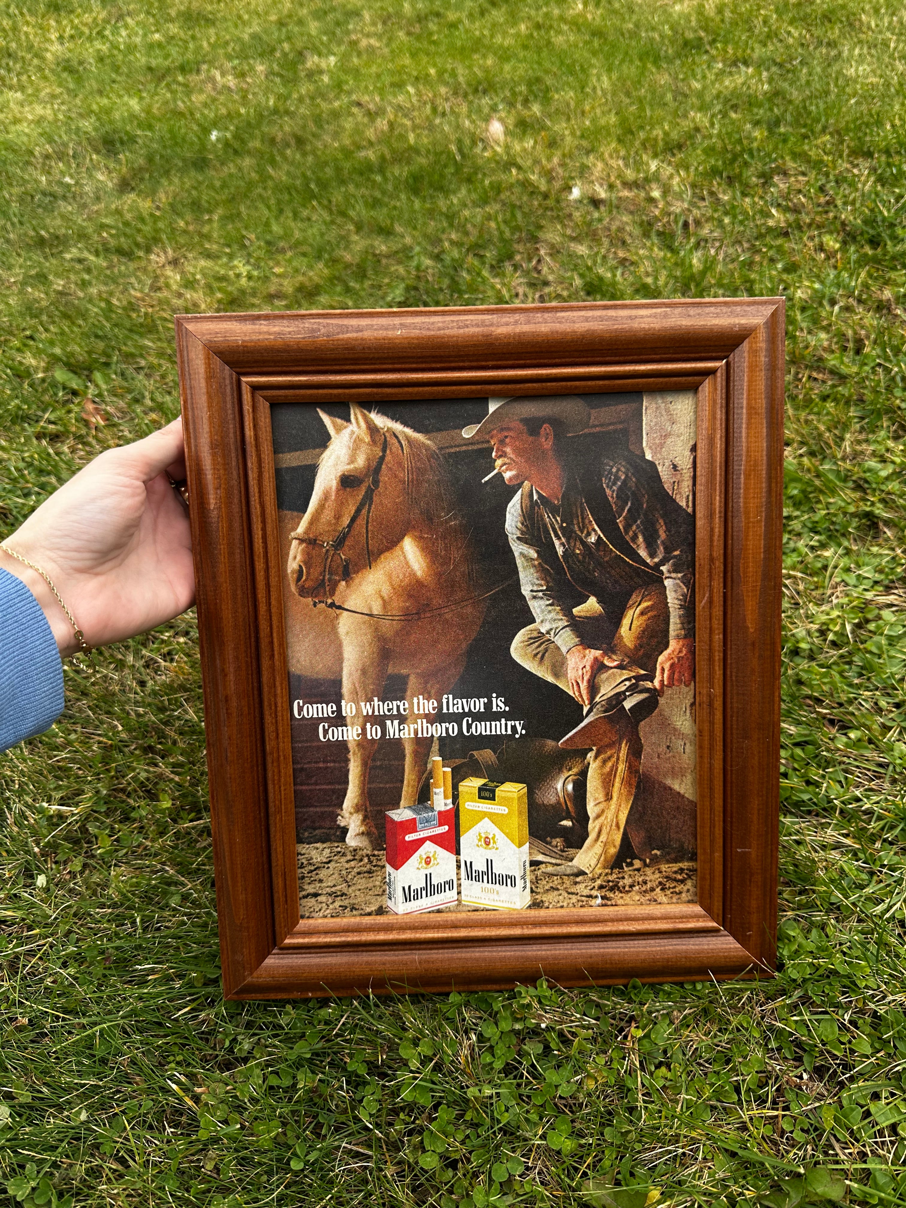 Framed vintage Marlboro advertisement ￼