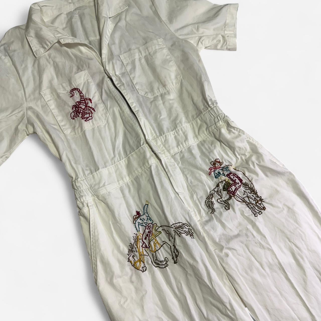 Handmade western white coveralls jumpsuit
