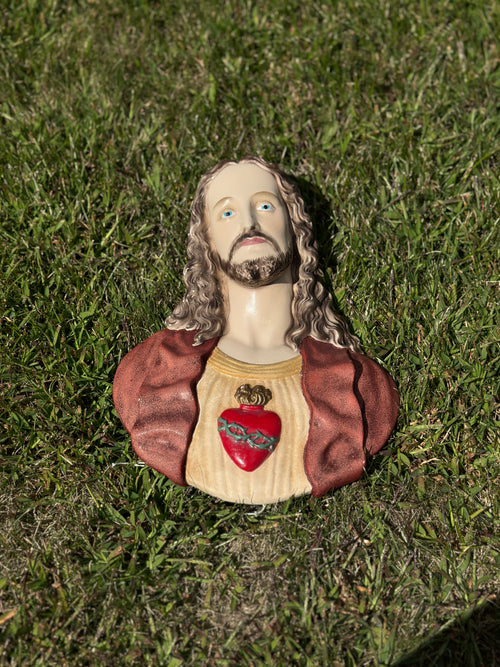 1960s Sacred Heart of Jesus Wall Plaque – Religious Catholic Home Décor Vintage