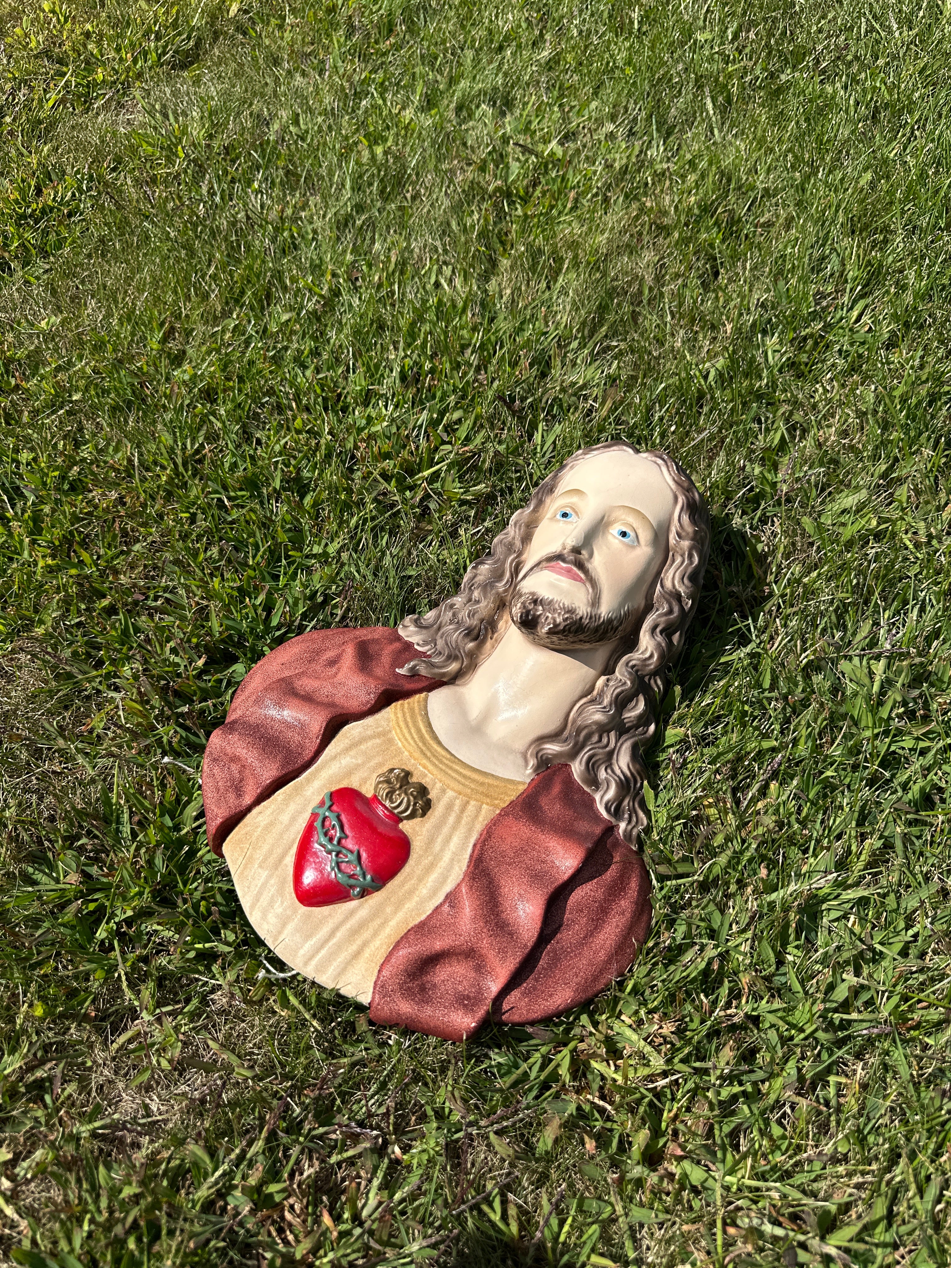 1960s Sacred Heart of Jesus Wall Plaque – Religious Catholic Home Décor Vintage