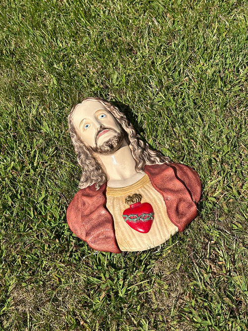 1960s Sacred Heart of Jesus Wall Plaque – Religious Catholic Home Décor Vintage