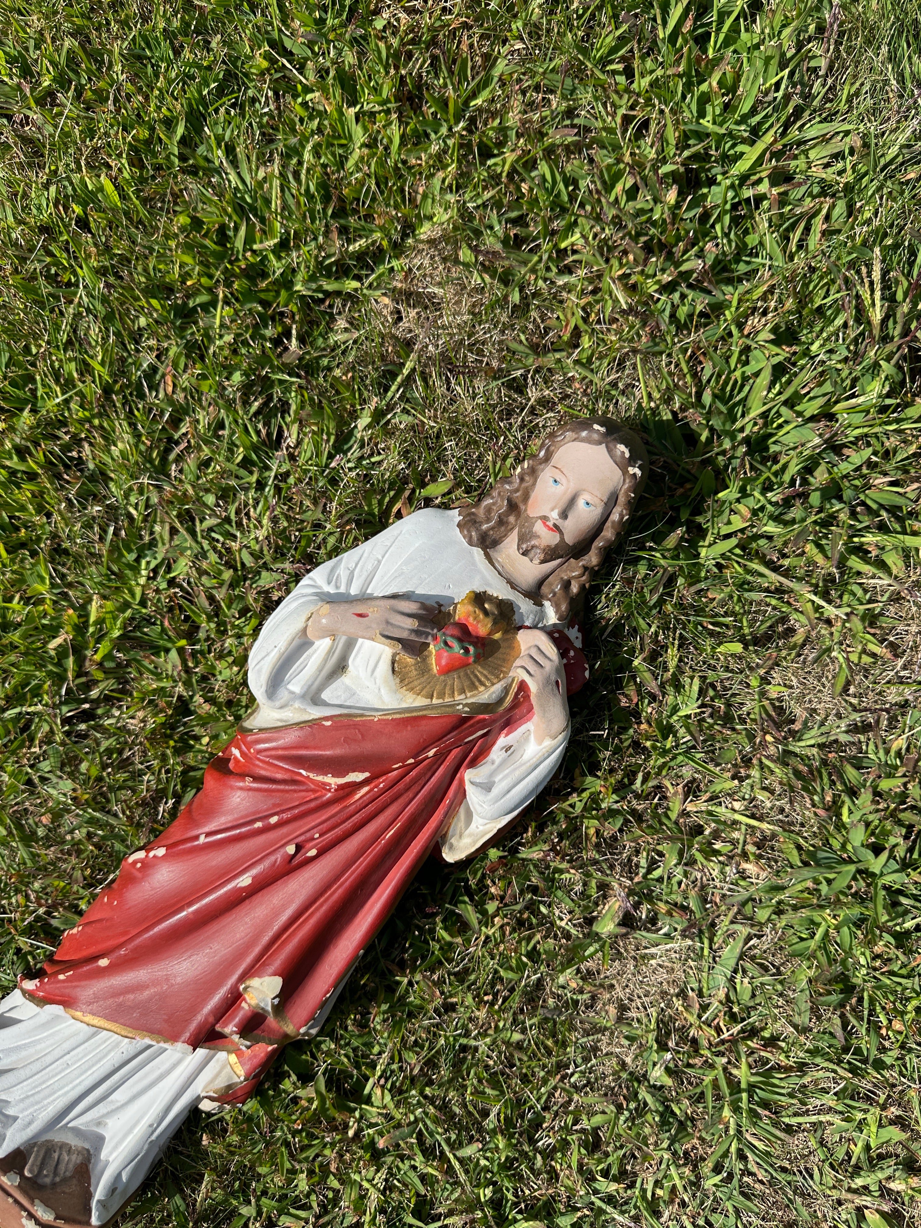 Vintage Sacred Heart of Jesus Religious Statue