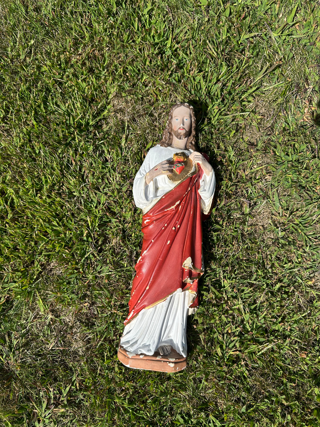 Vintage Sacred Heart of Jesus Religious Statue
