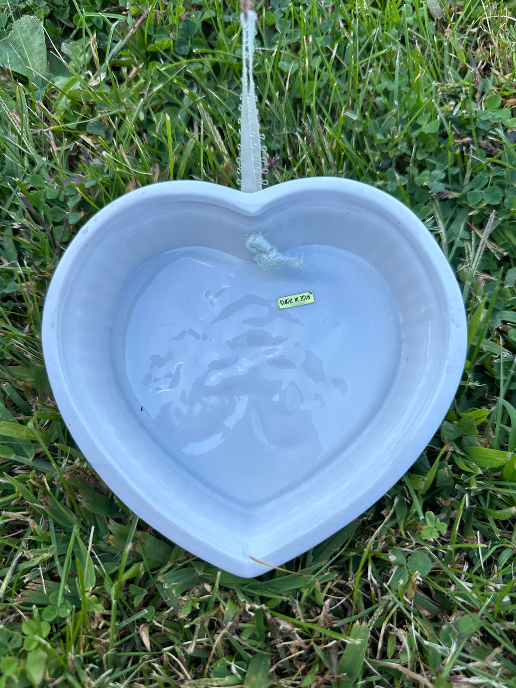 Mid-Century Kitsch Heart-Shaped Ceramic Wall Hanging with Floral Design