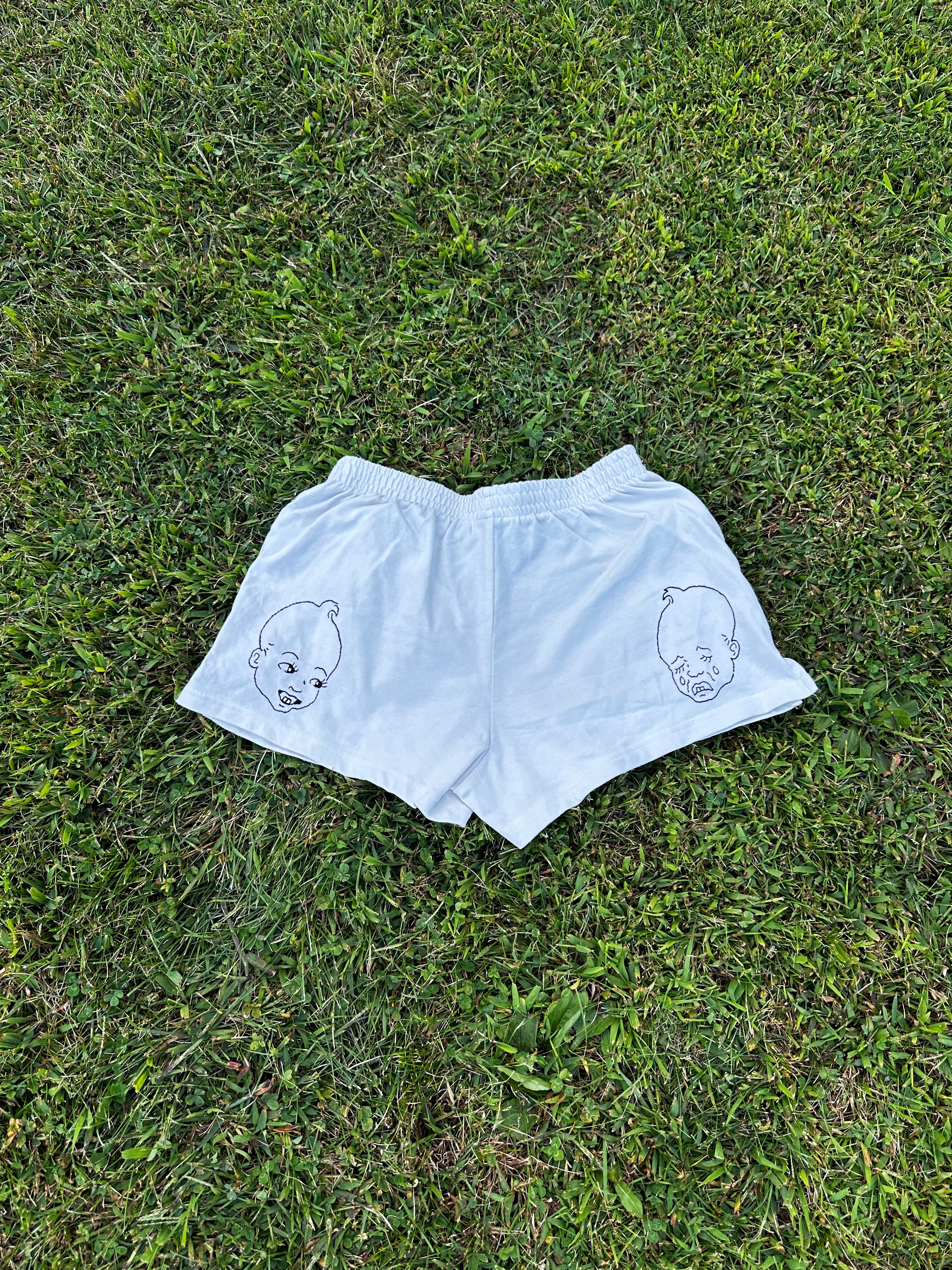 Handmade Hand-Embroidered Baby Face Shorts – Sweet & Sour Design