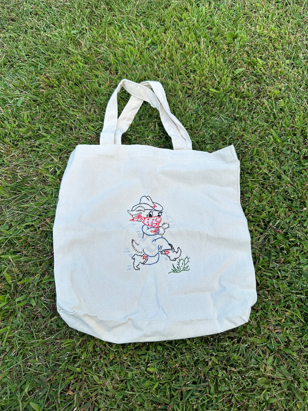 Handmade tote bag Cowboy Dog