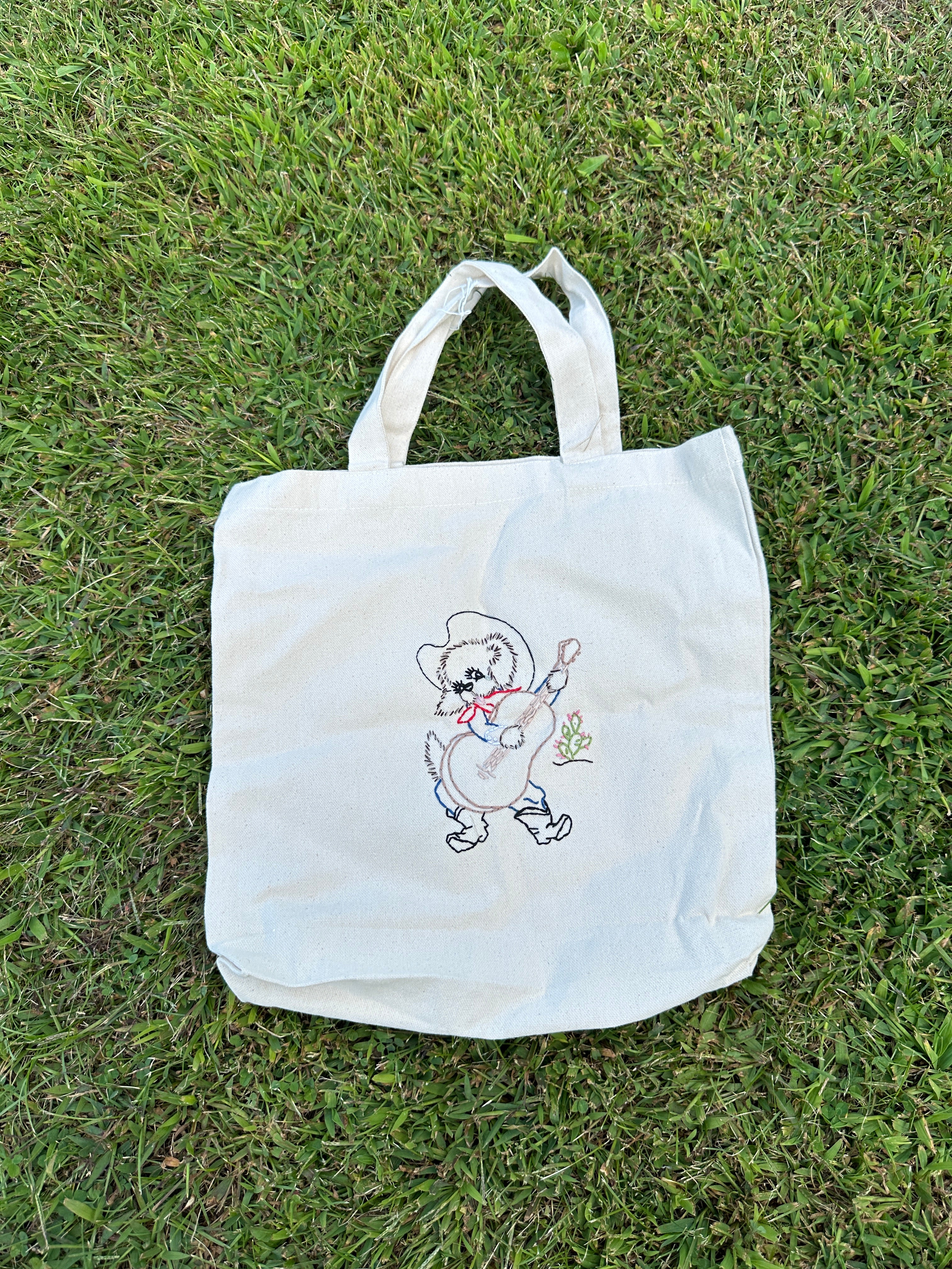 Handmade tote bag Cowboy Dog