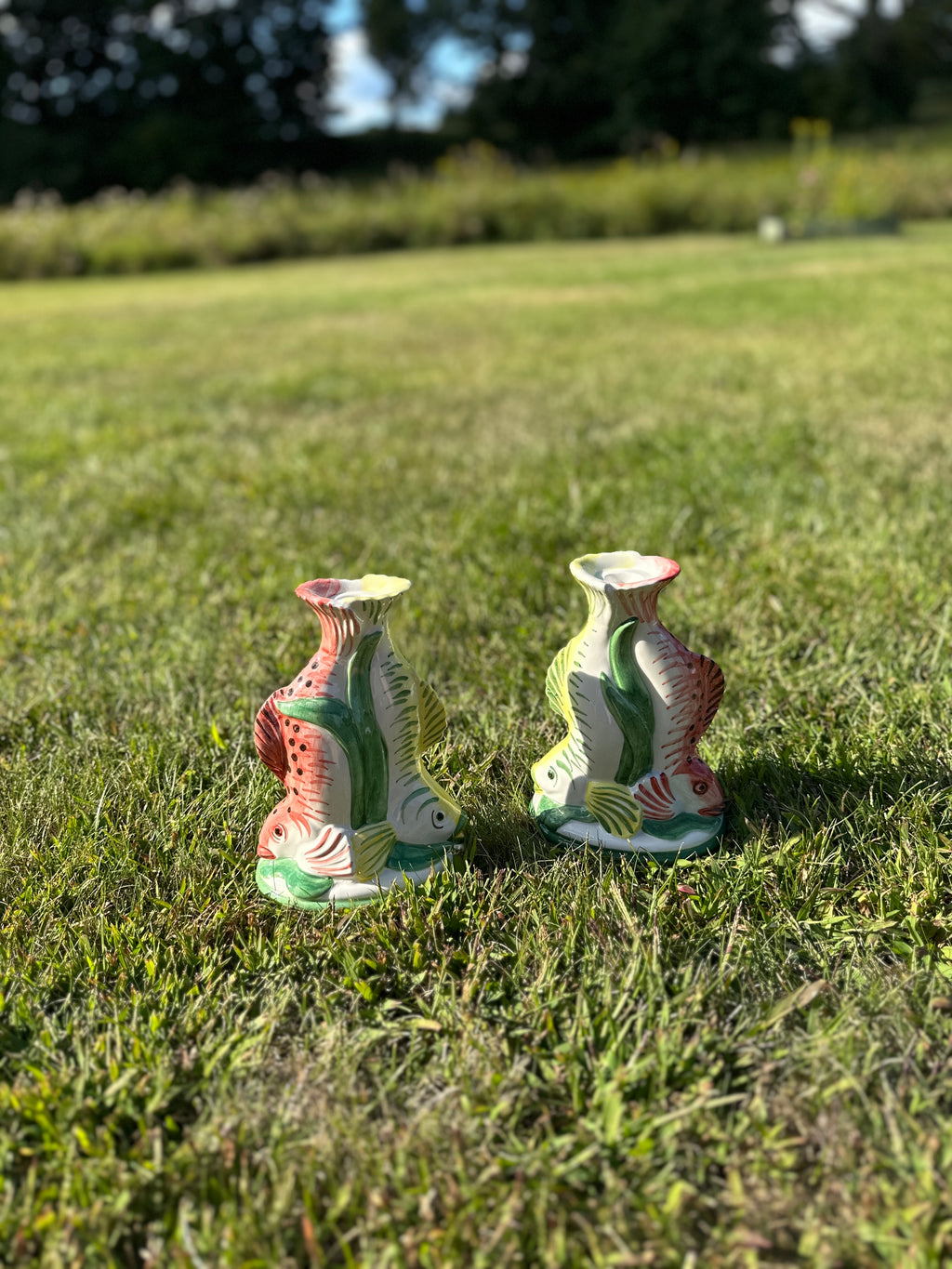 Koi Fish Candlestick Holder Set - Vintage Palmer Smith