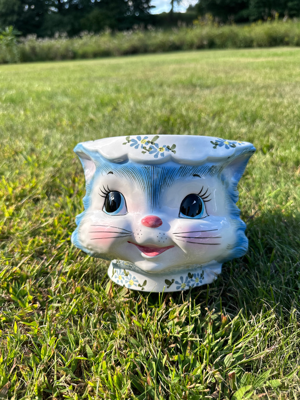 Vintage Lefton Miss Priss Kitty Ceramic Planter Jar