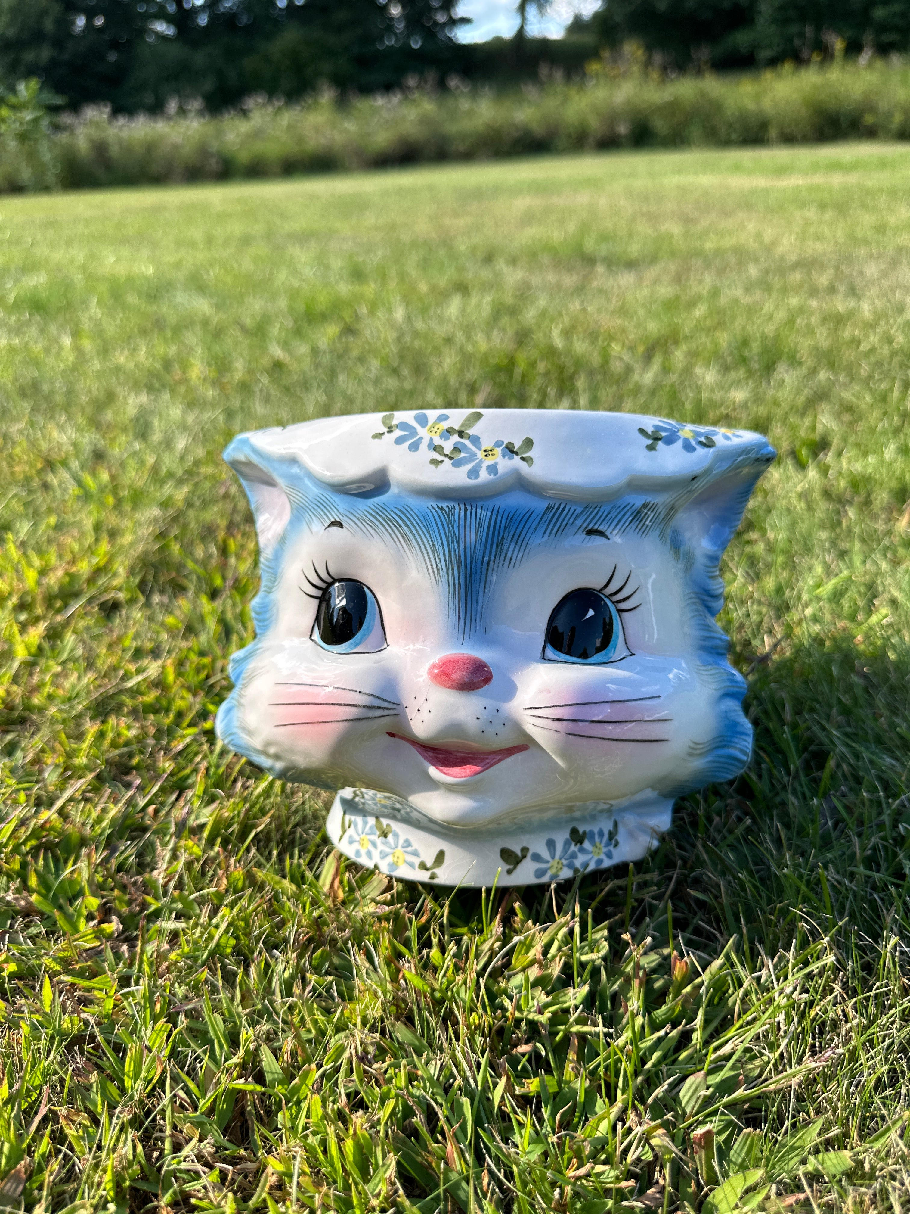 Vintage Lefton Miss Priss Kitty Ceramic Planter Jar