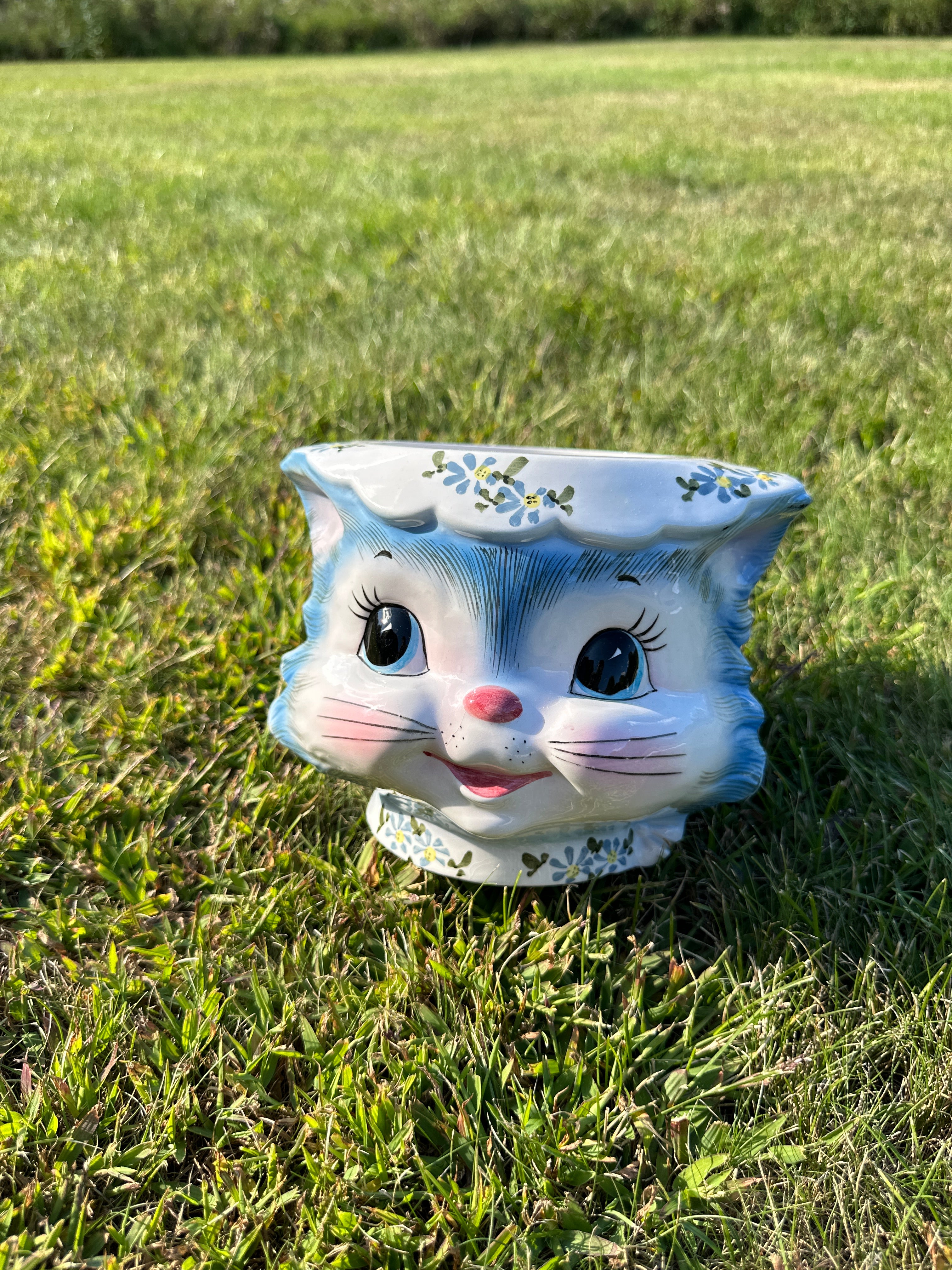 Vintage Lefton Miss Priss Kitty Ceramic Planter Jar