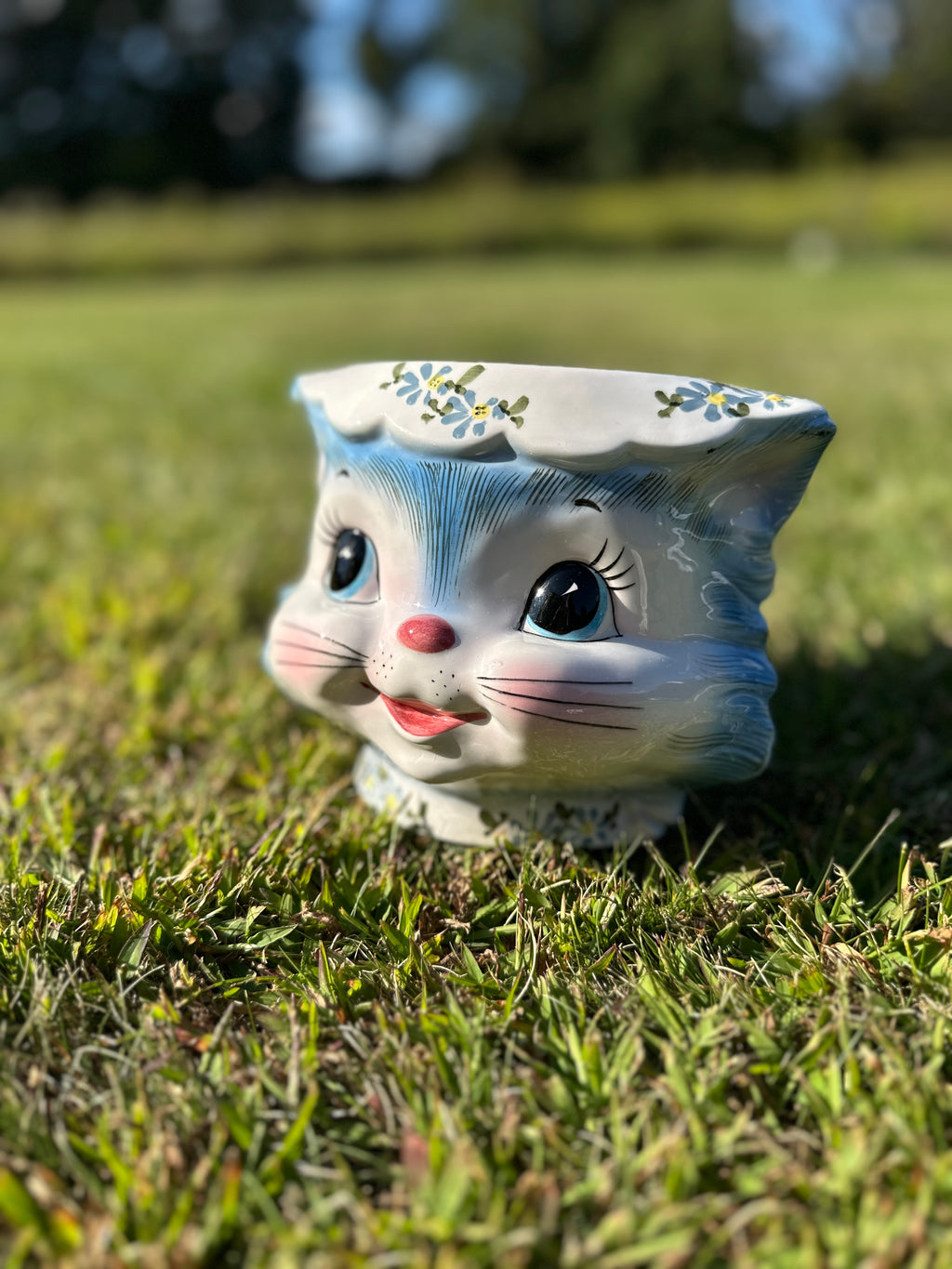 Vintage Lefton Miss Priss Kitty Ceramic Planter Jar