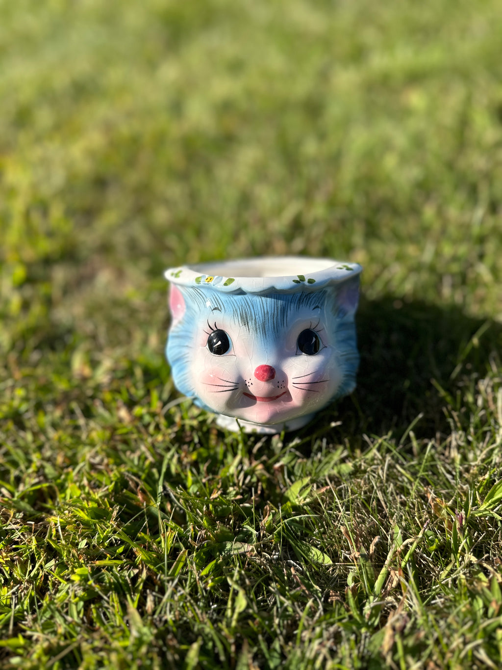Vintage Lefton “Miss Priss” Small Blue Cat Face Cup