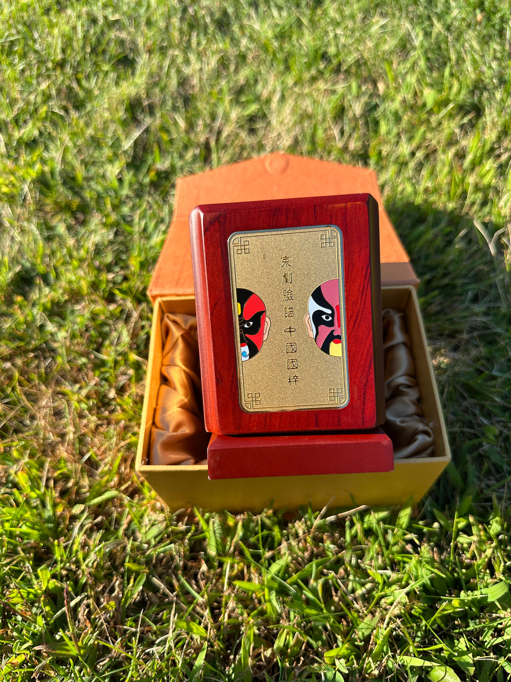 Spinning Wooden Pencil Holder – Peking Opera Mask Design with Box