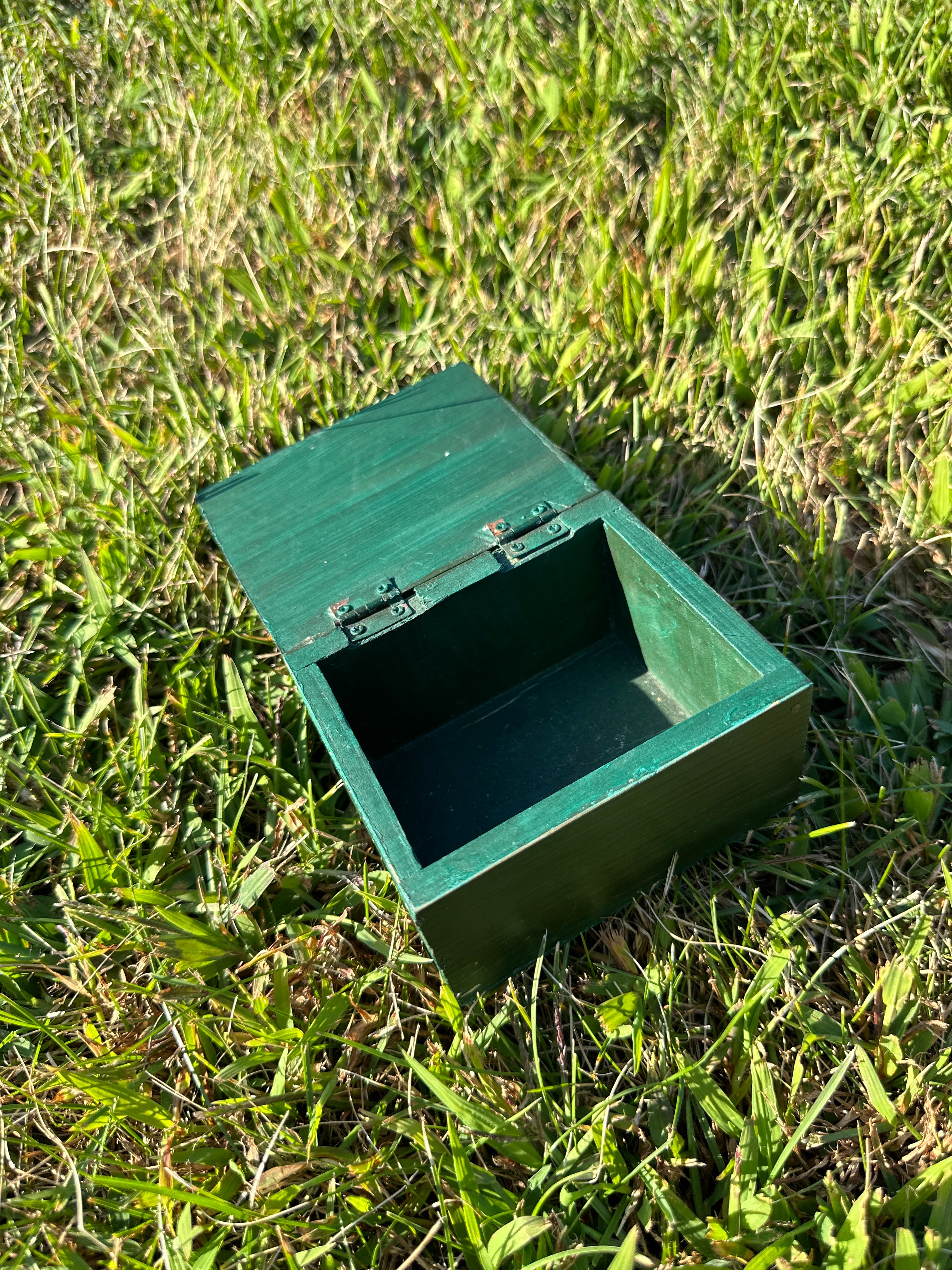 Vintage Hand-Painted Wooden Rabbit Trinket Box