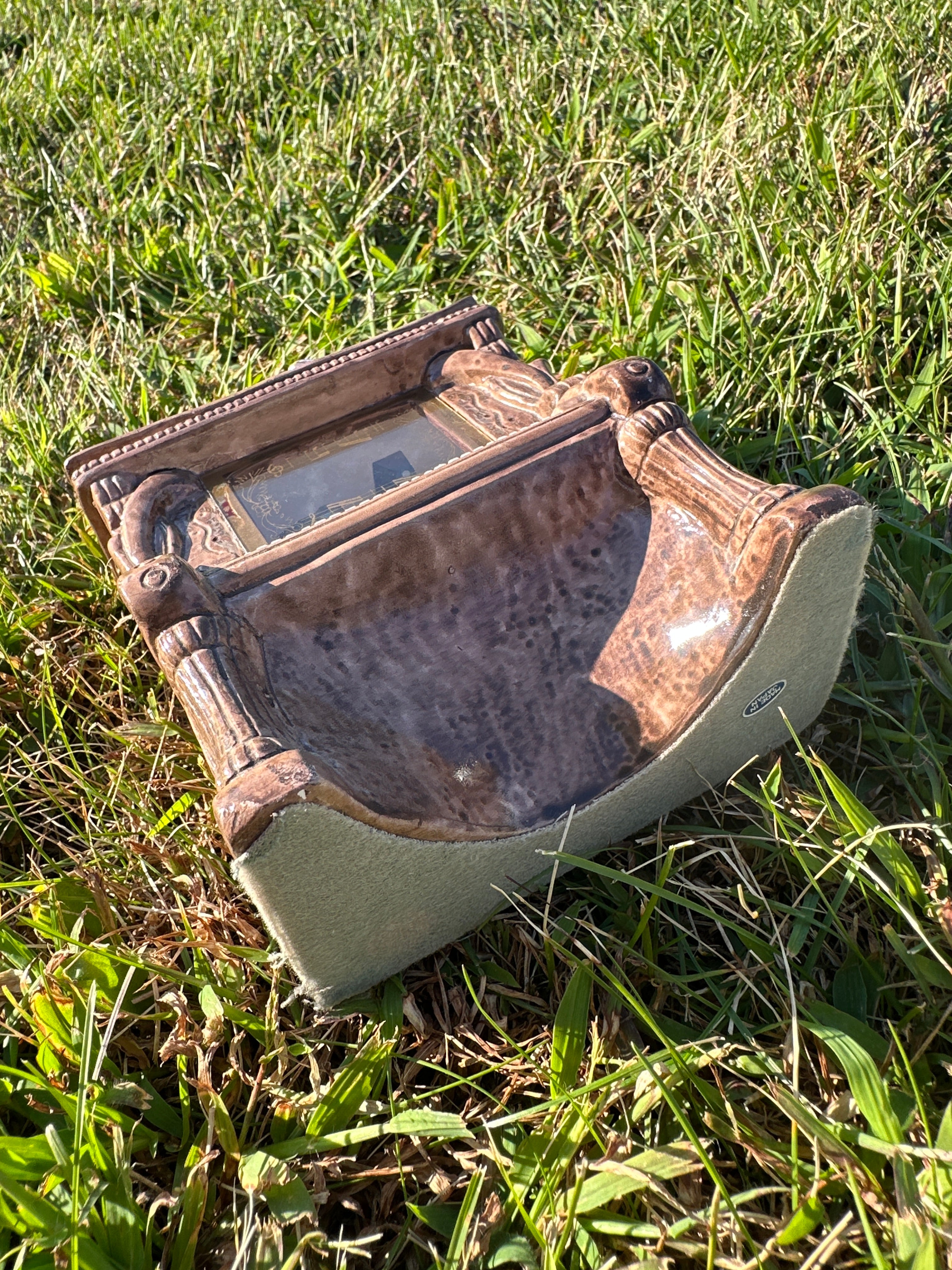 Vintage Miniature Piano Music Box with Hat & Sheet Music Décor