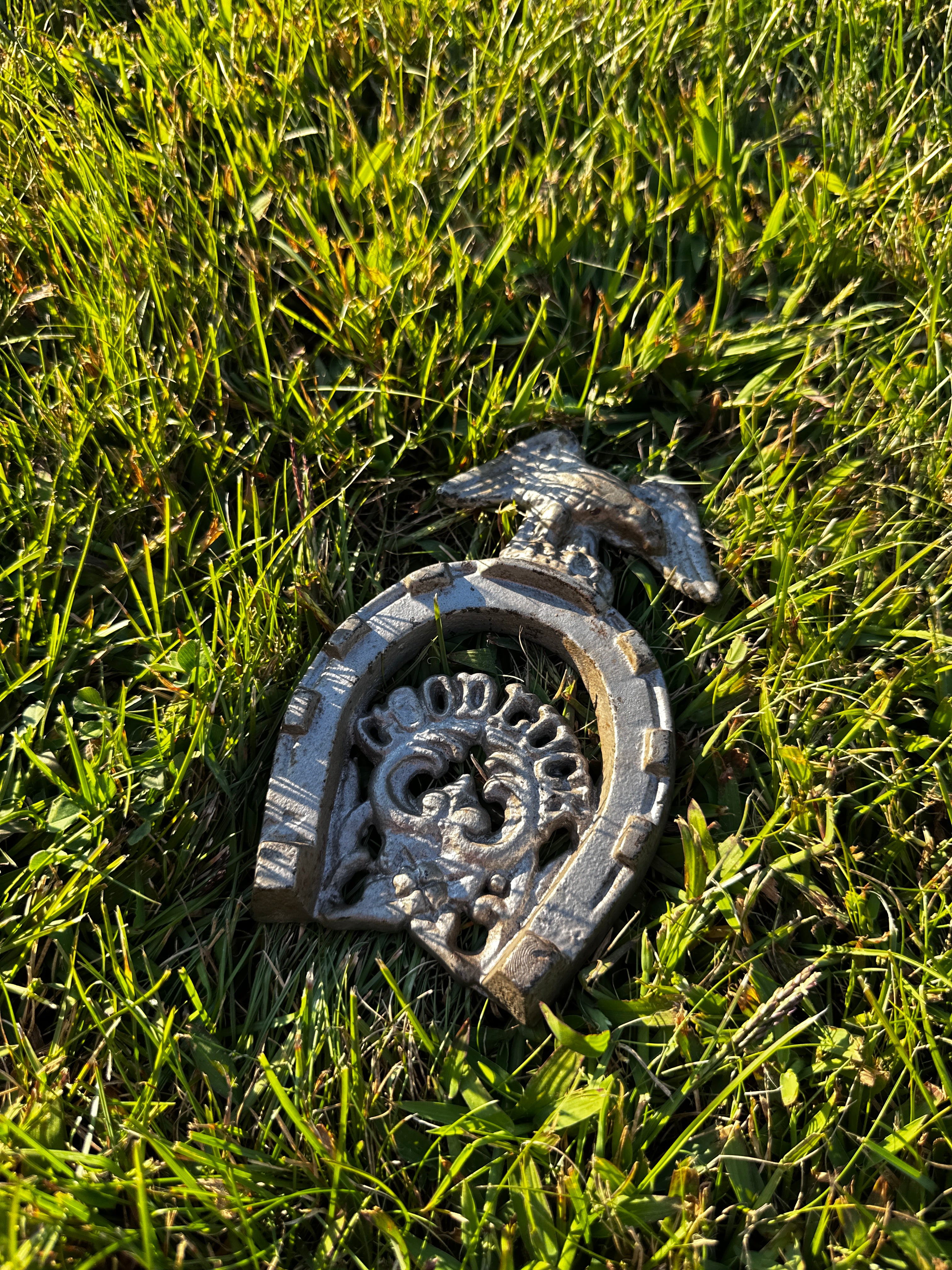 1970s Cast Iron Good Luck Horseshoe with Eagle – Rustic Wall Hanging Decor