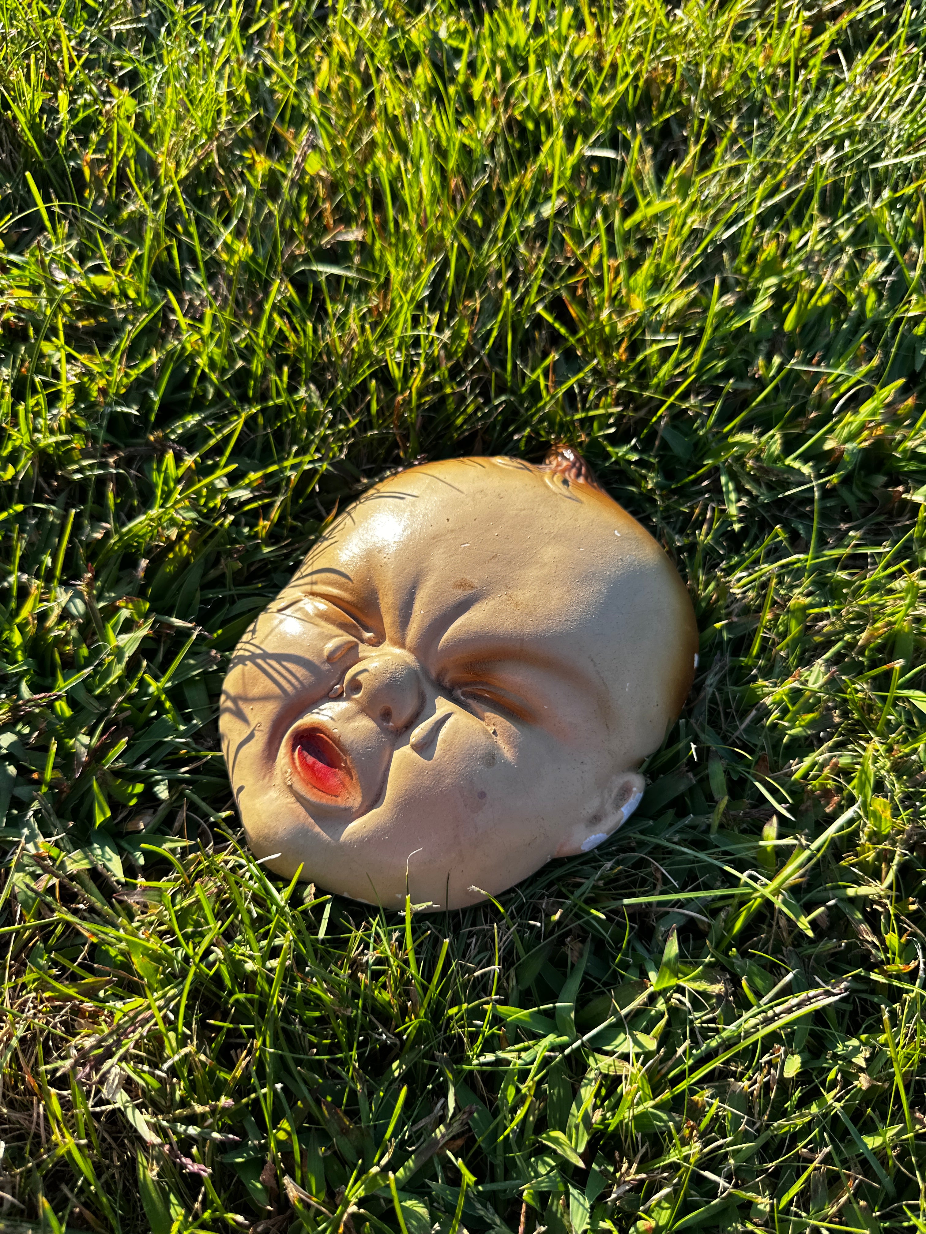 Antique 1940s Chalkware Sour Baby face