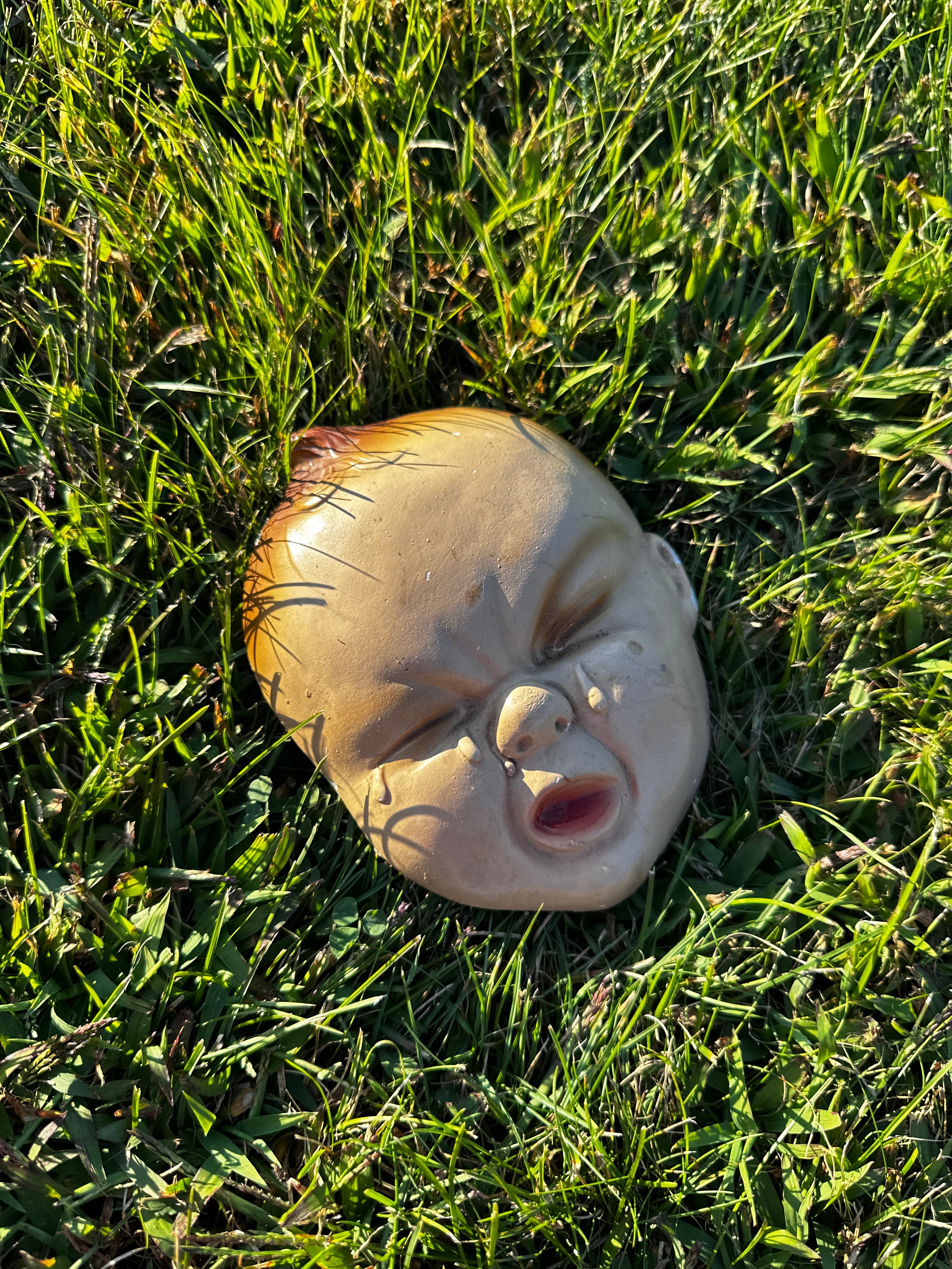 Antique 1940s Chalkware Sour Baby face