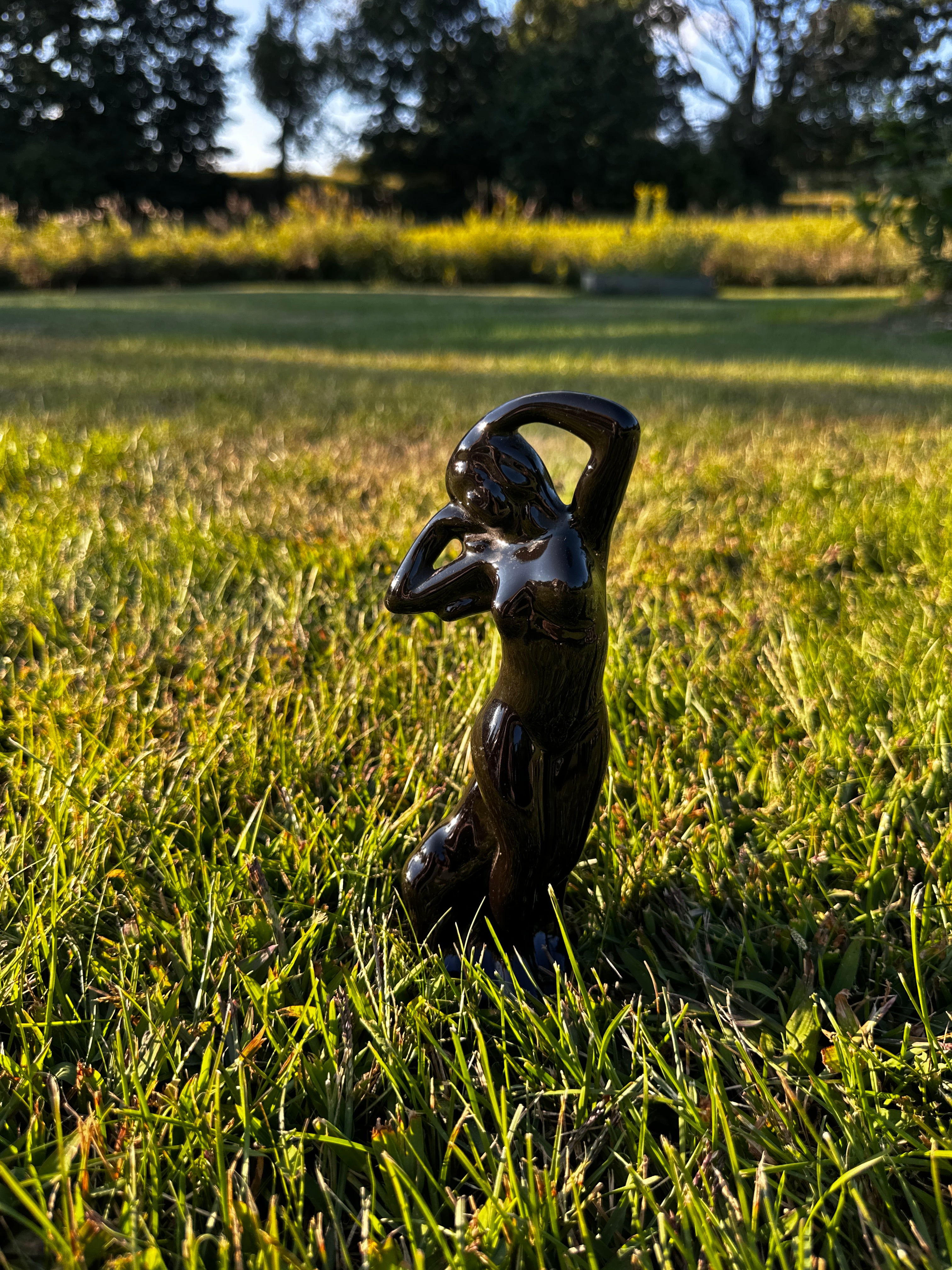 Vintage Black Ceramic Nude Woman Figurine