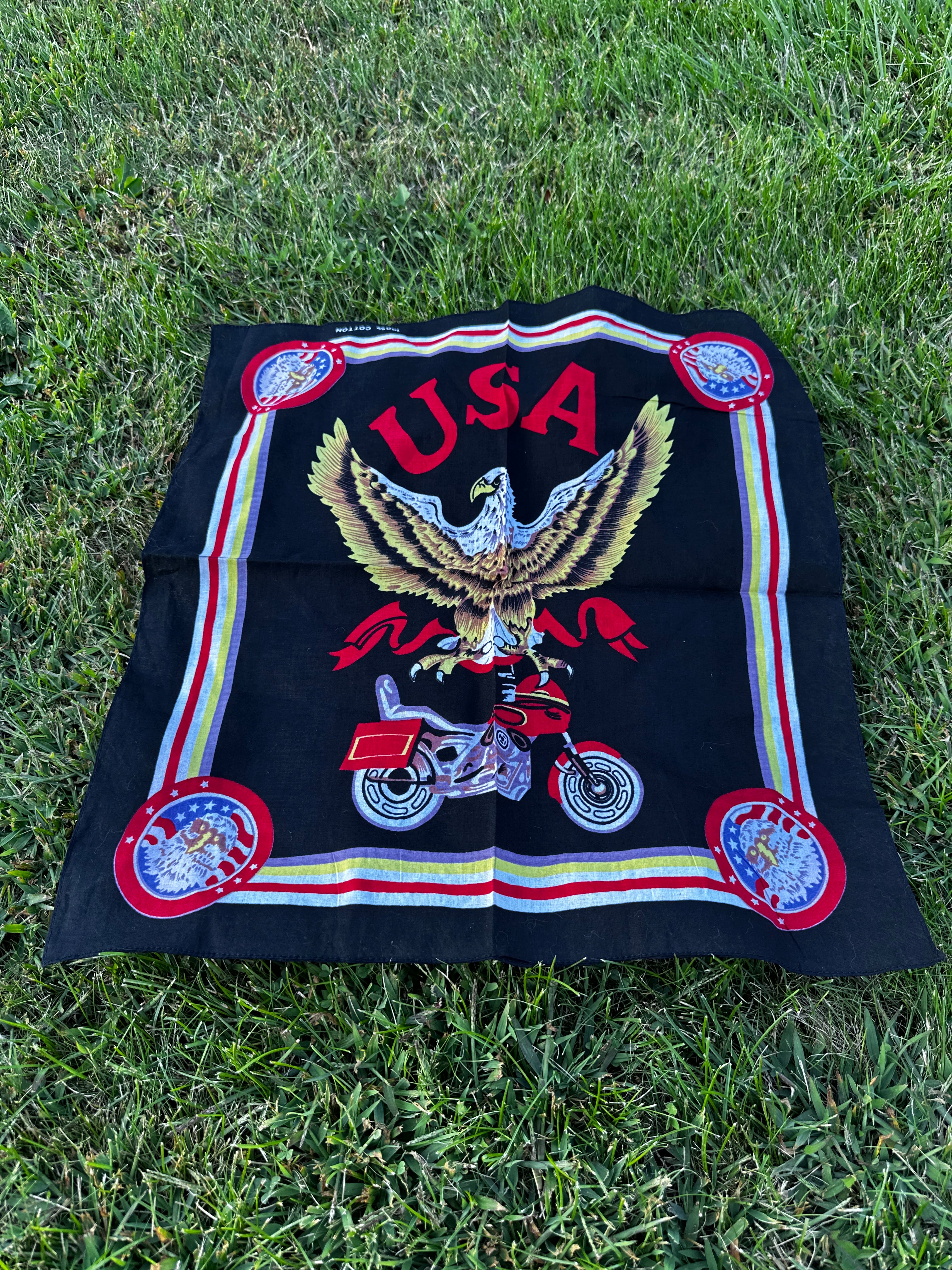 Harley Davidson Style Bandana – USA Eagle Vintage Motorcycle Scarf