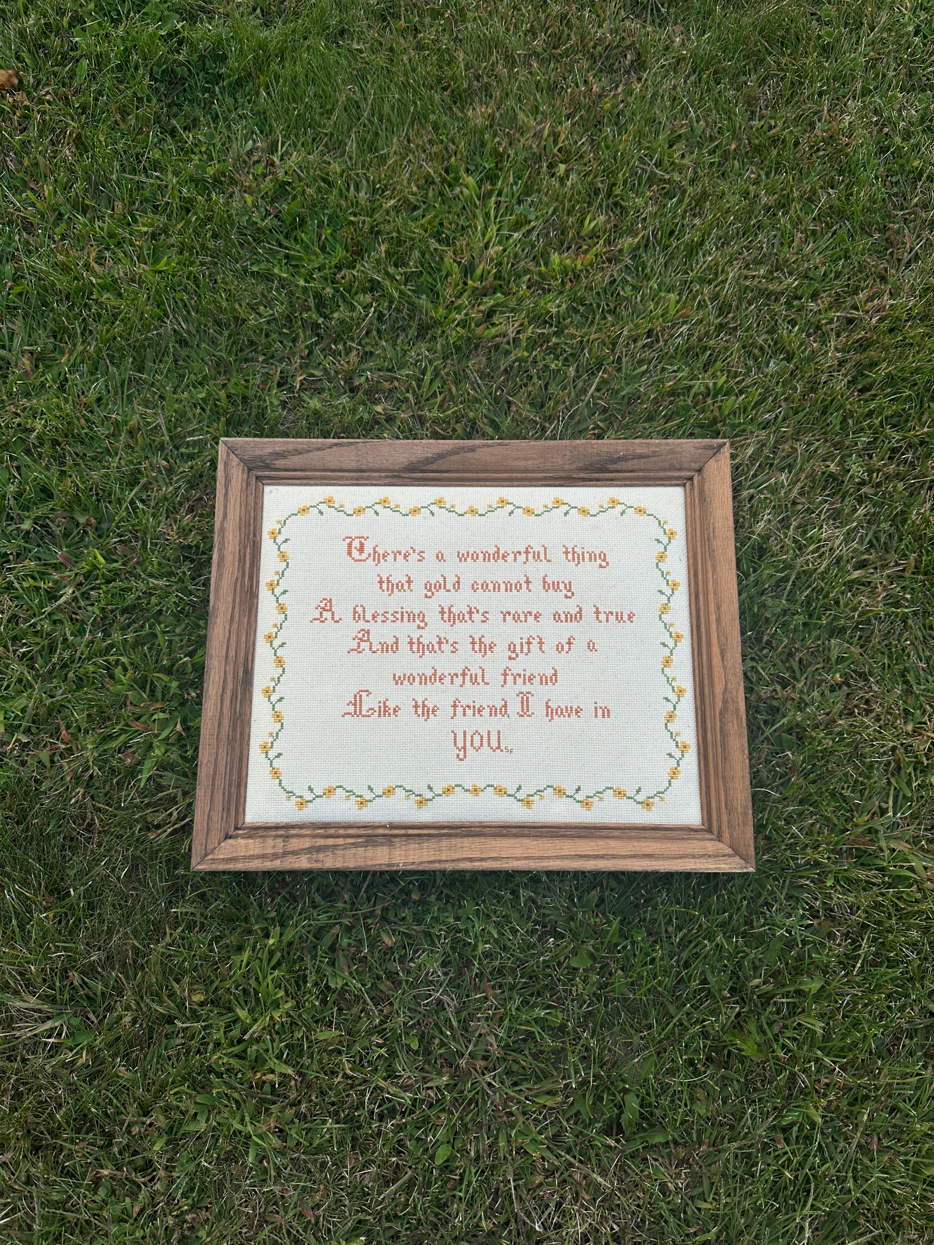 Vintage Framed Cross-stitch Poem