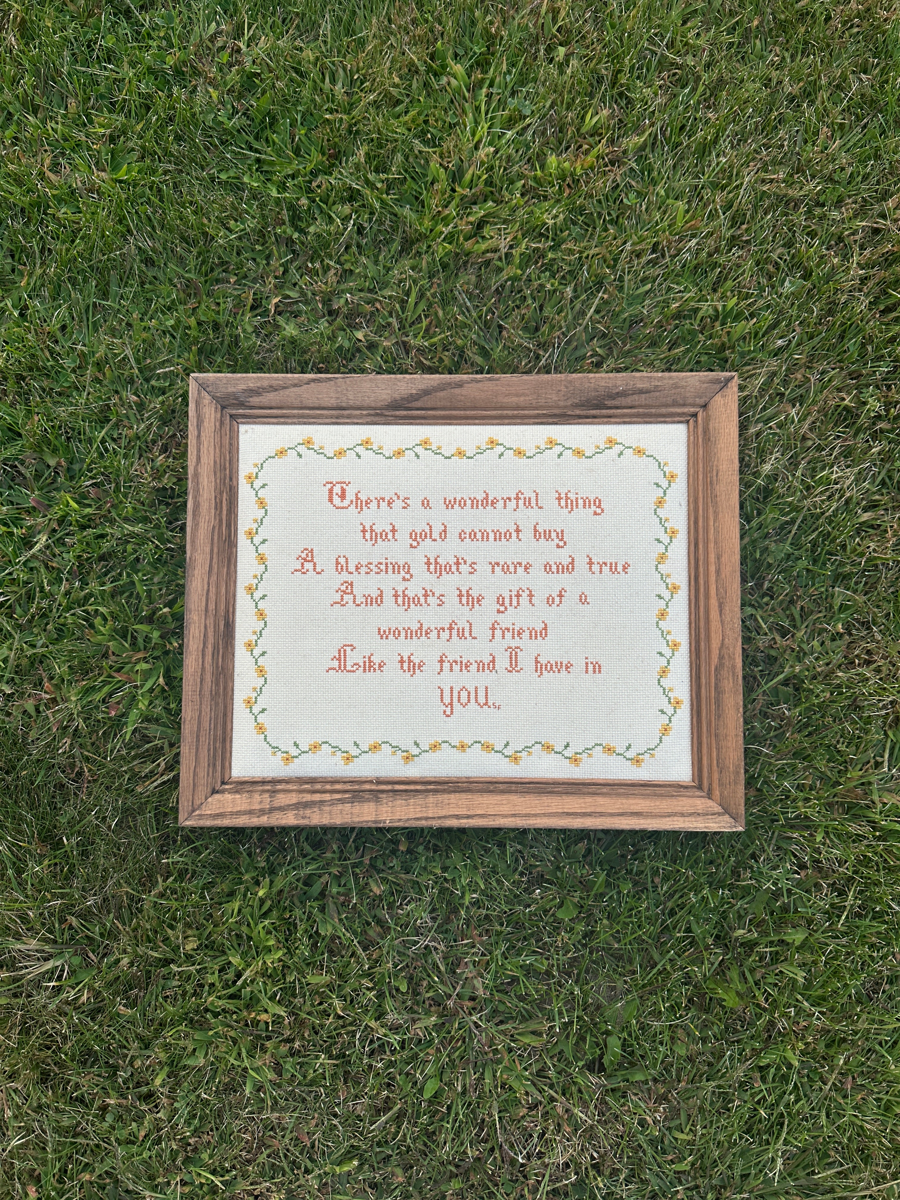 Vintage Framed Cross-stitch Poem