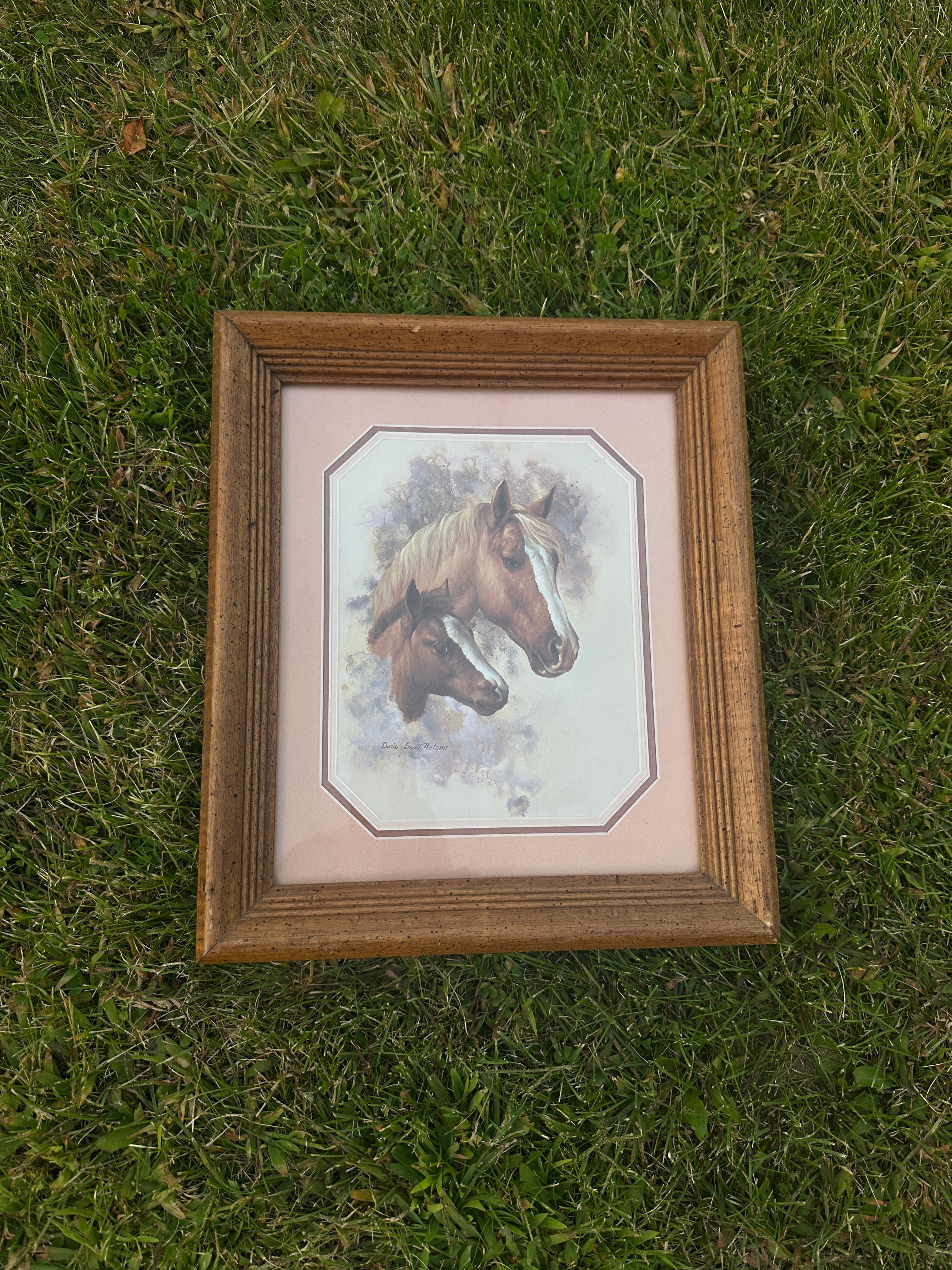 Vintage Framed Horse Print – Rustic Western Wall Art
