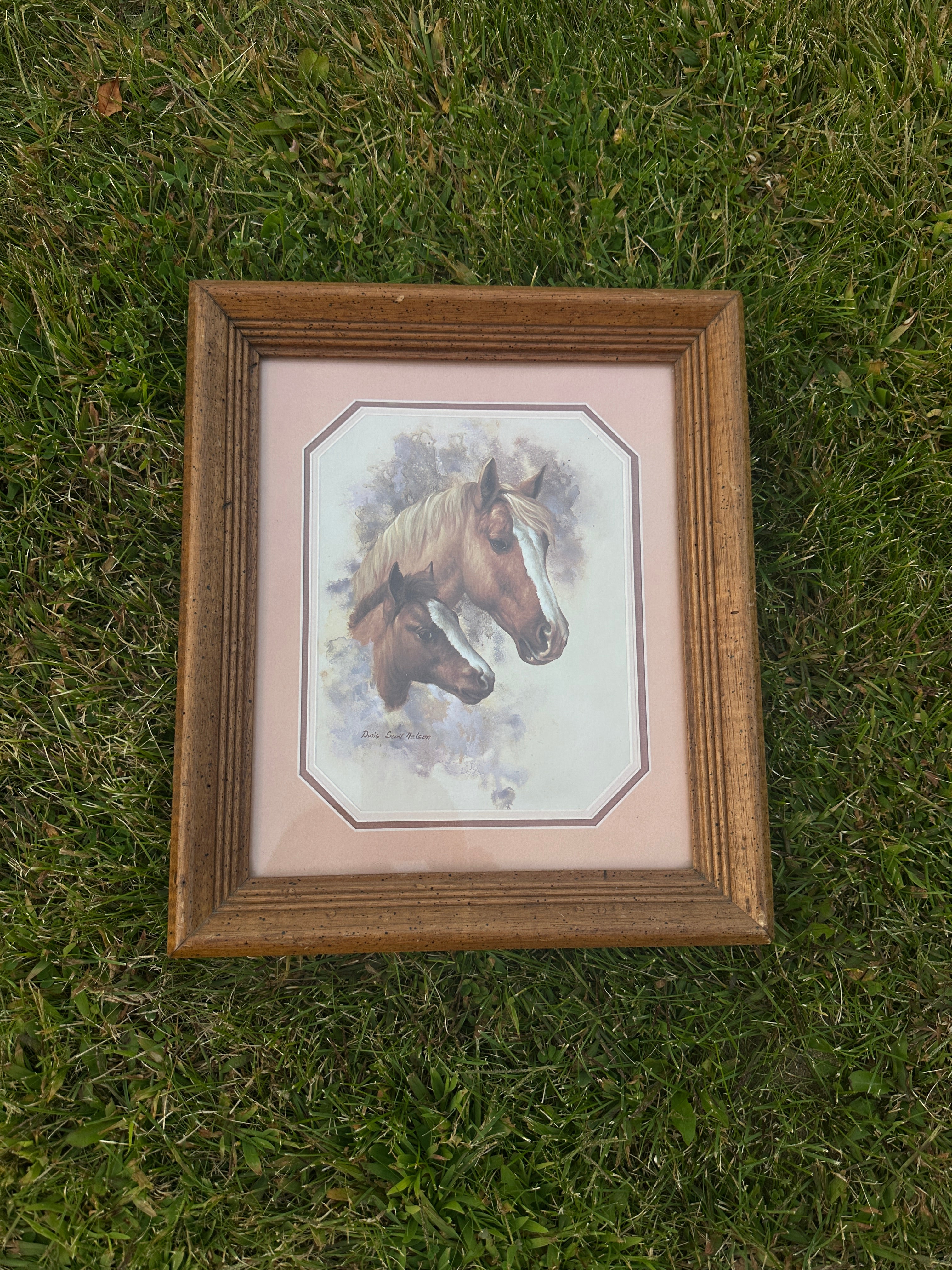 Vintage Framed Horse Print – Rustic Western Wall Art