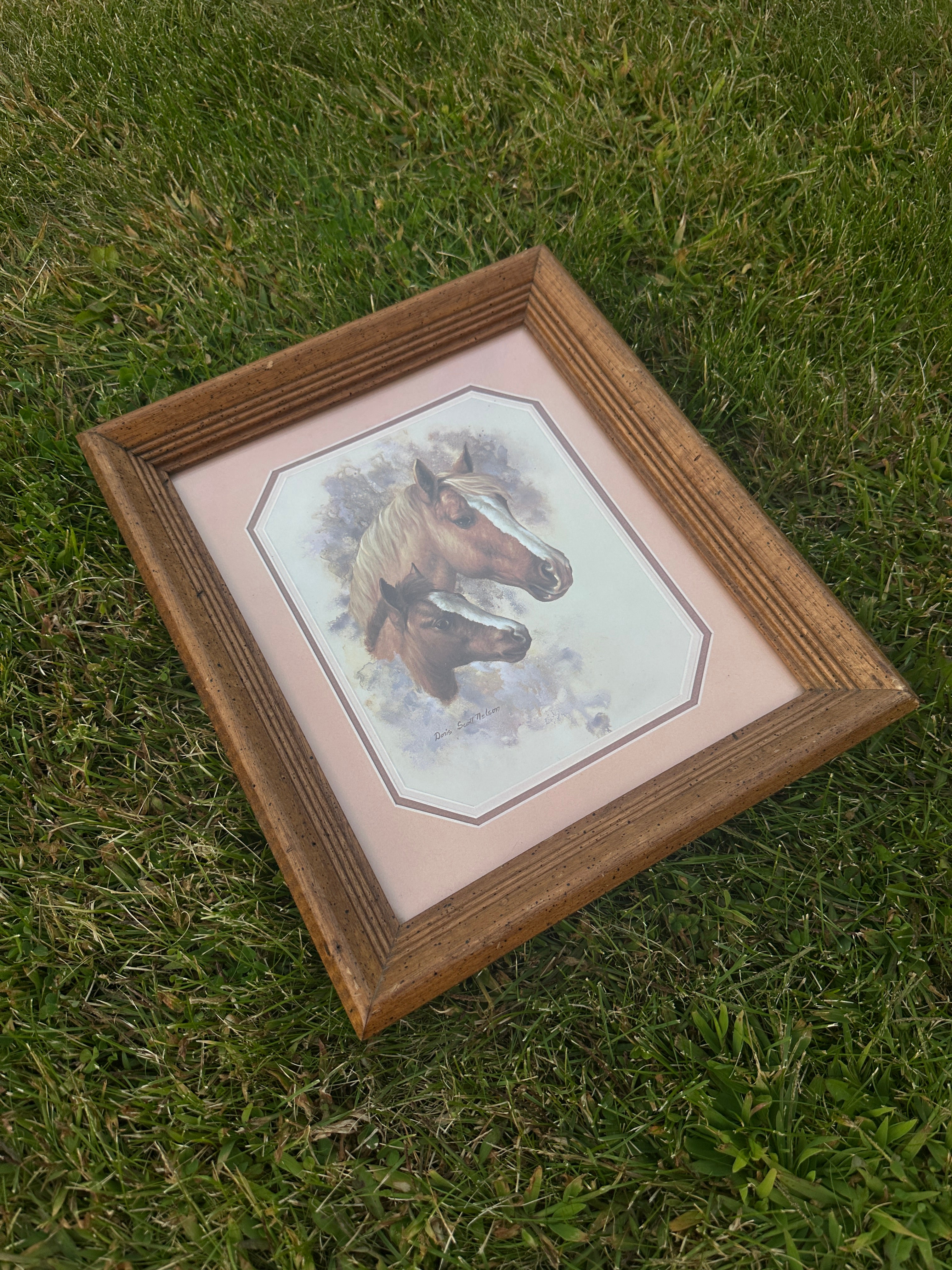 Vintage Framed Horse Print – Rustic Western Wall Art