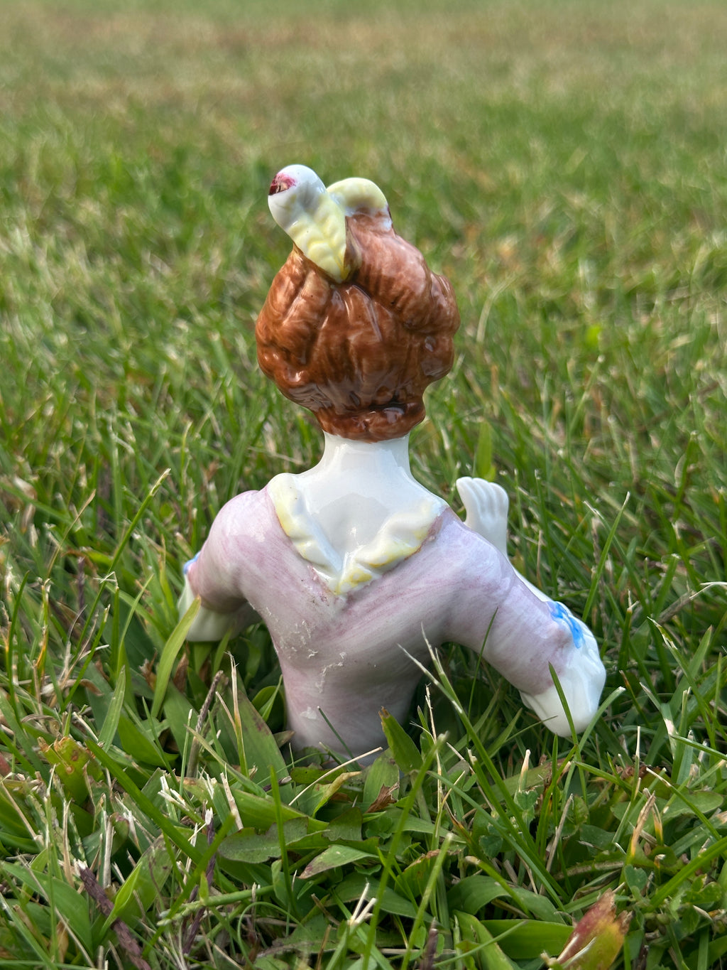 Antique German Porcelain Pincushion Half Doll – Victorian Lady Figurine