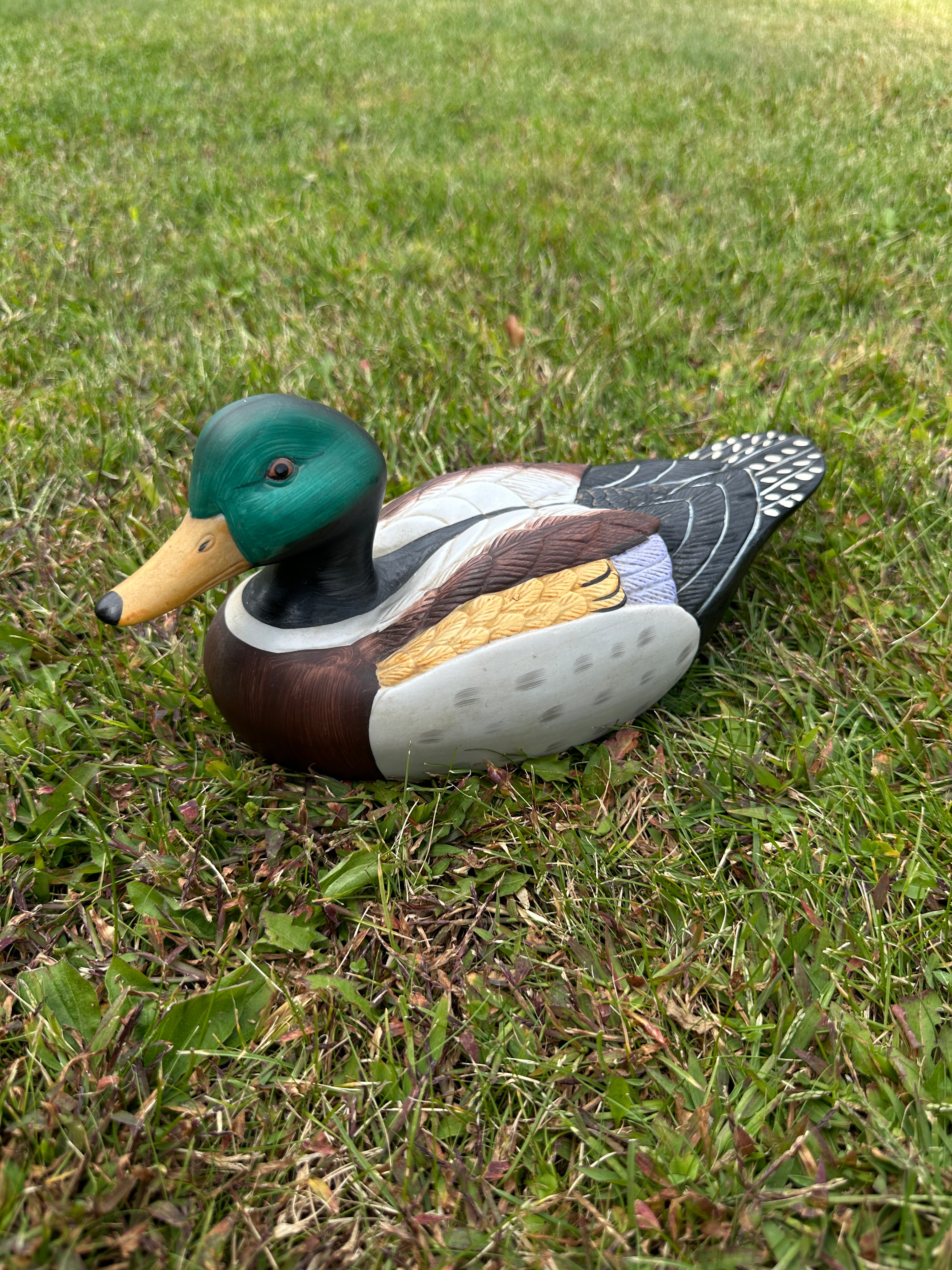 Vintage Porcelain Hand Painted Duck Figurine Cabin