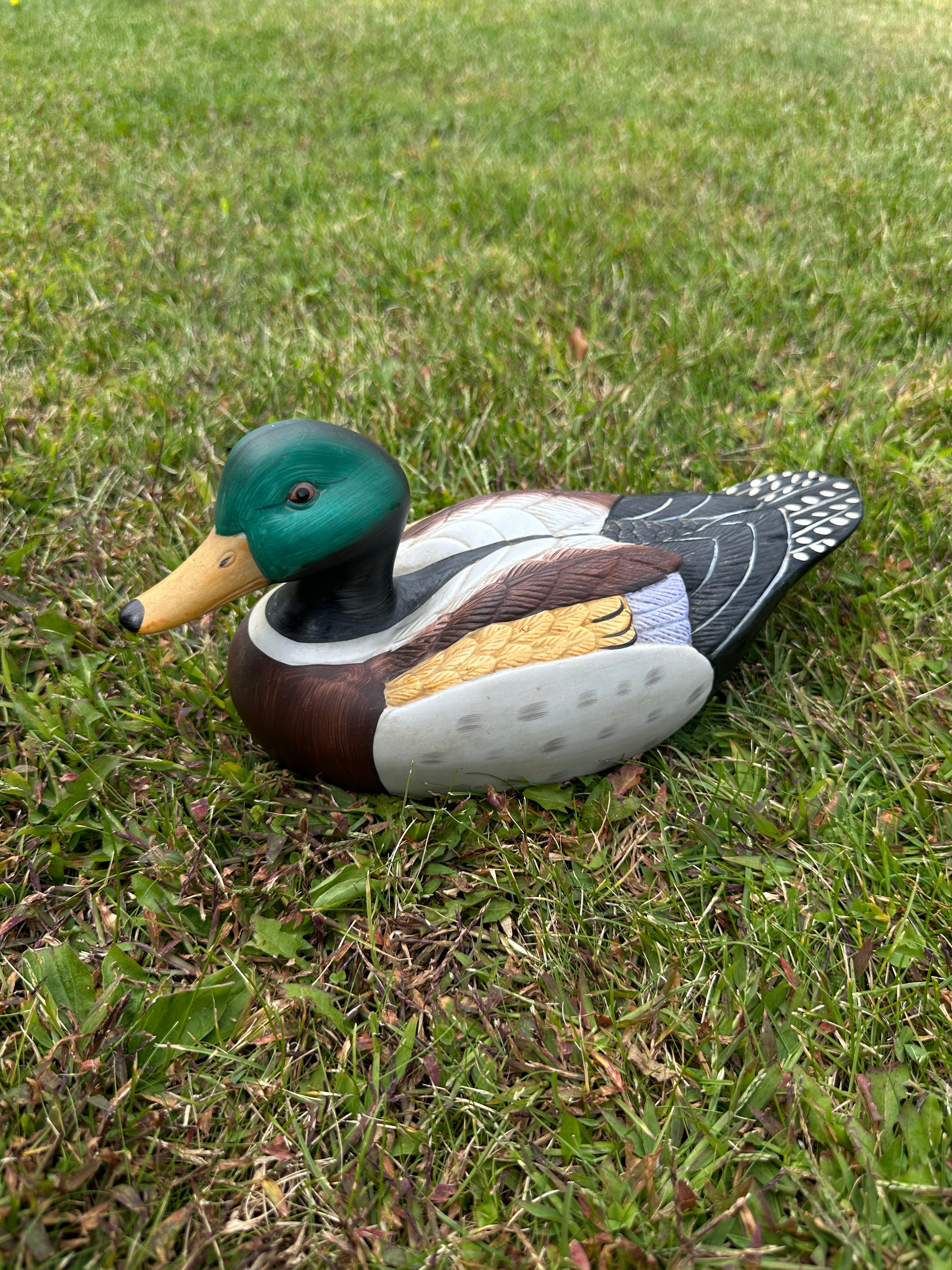 Vintage Porcelain Hand Painted Duck Figurine Cabin