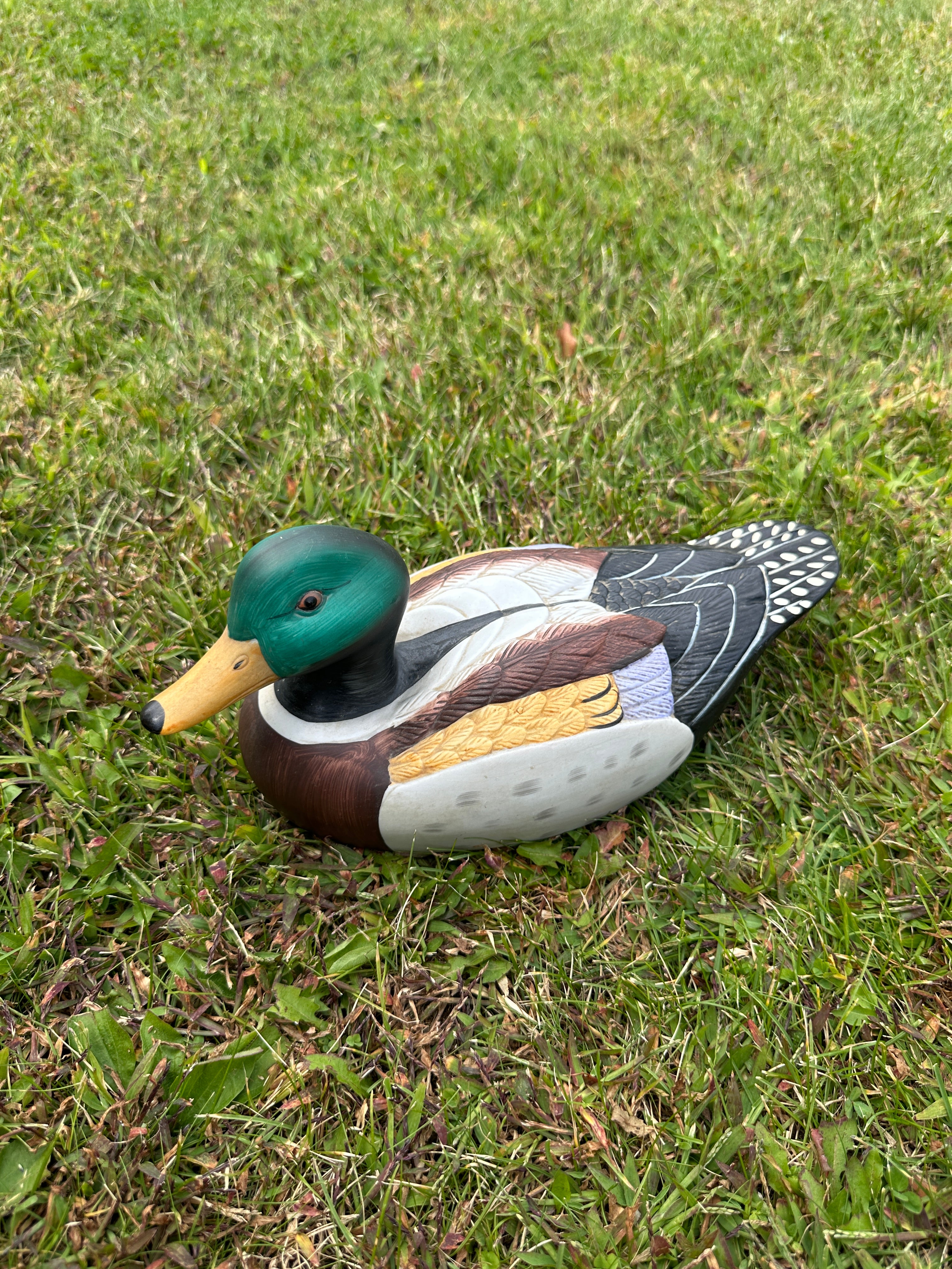 Vintage Porcelain Hand Painted Duck Figurine Cabin