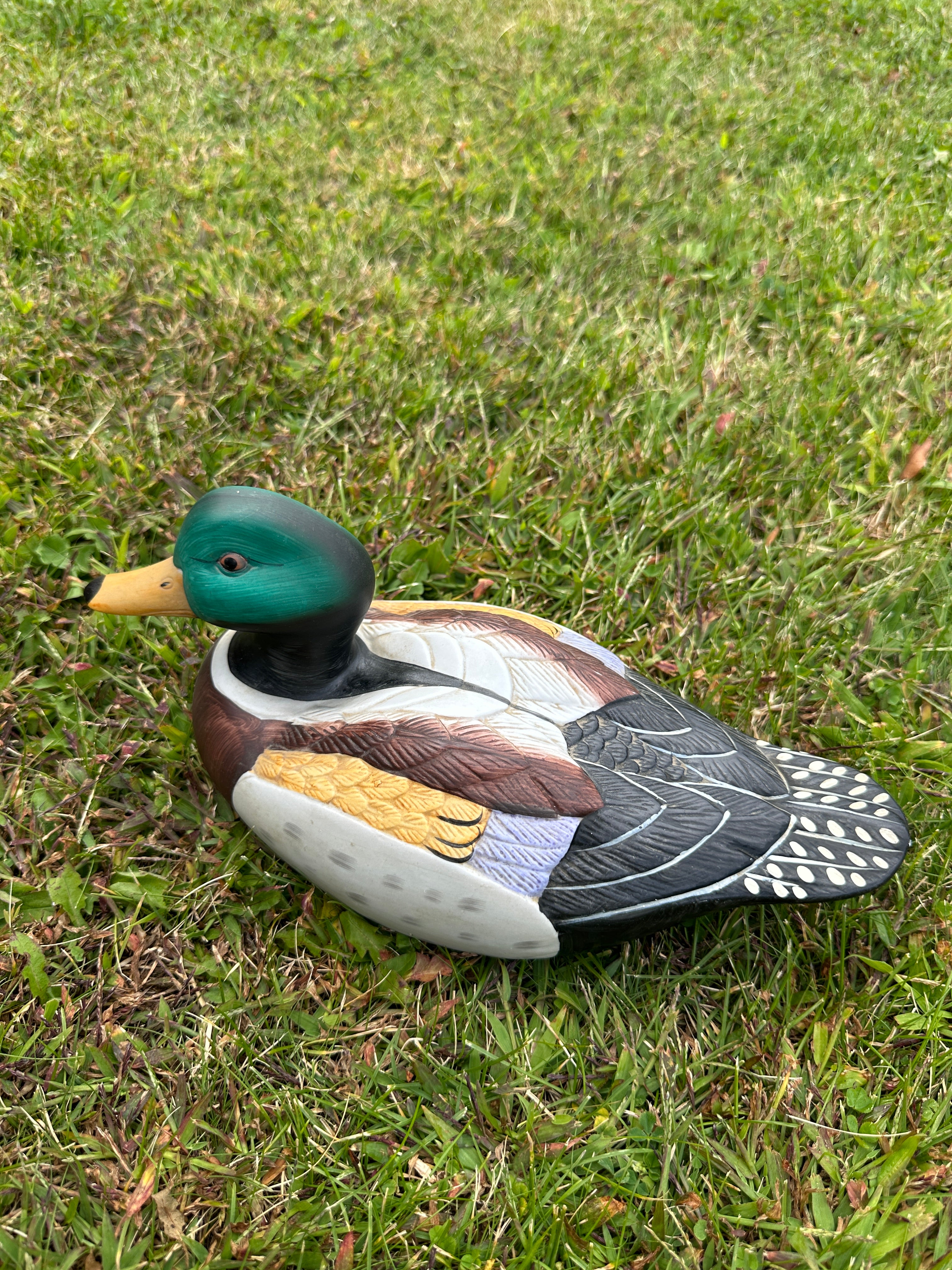 Vintage Porcelain Hand Painted Duck Figurine Cabin