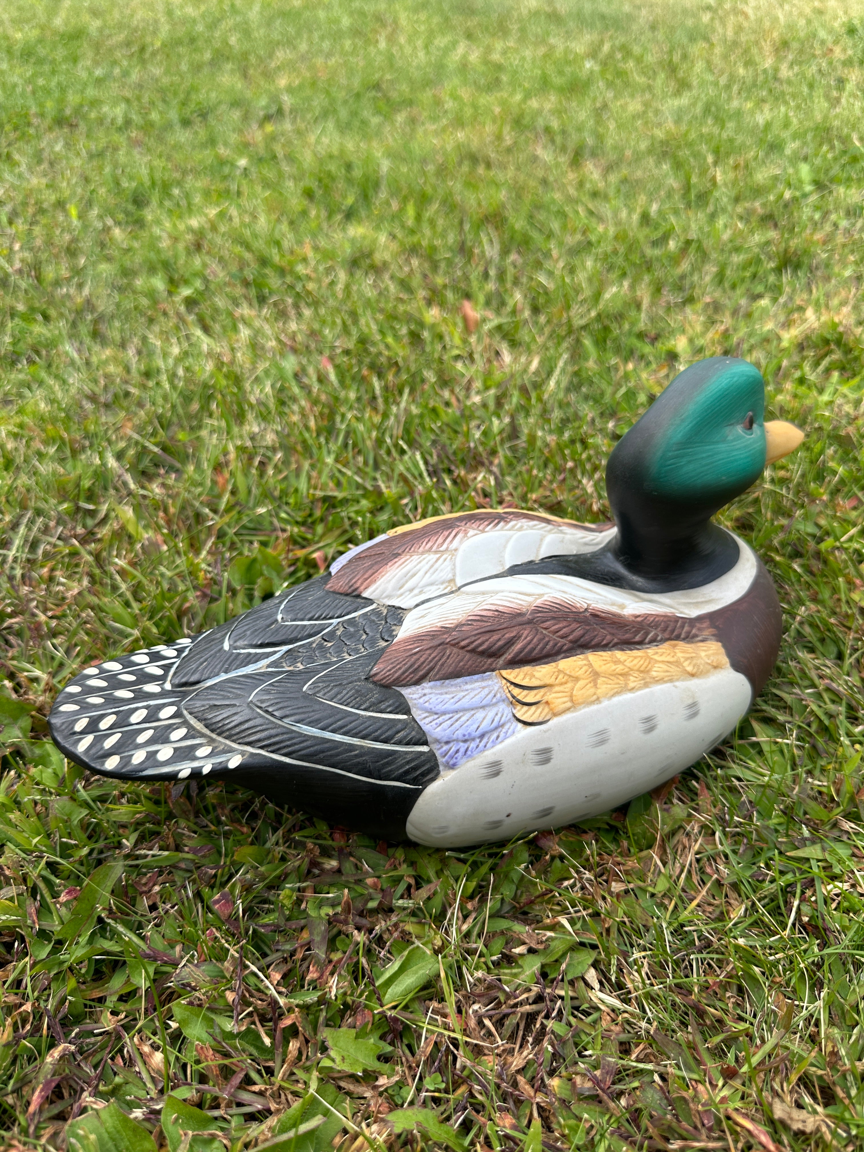 Vintage Porcelain Hand Painted Duck Figurine Cabin
