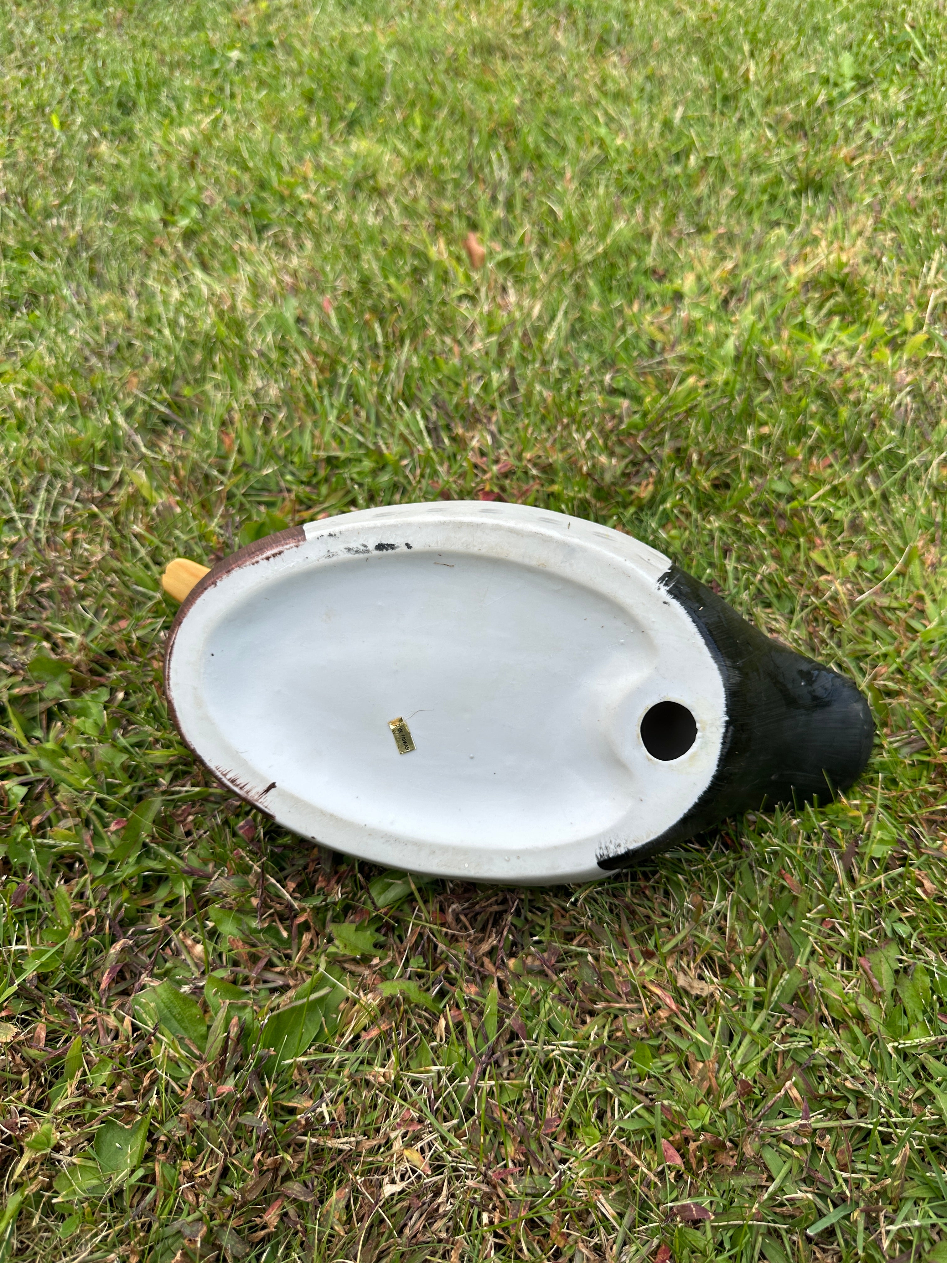 Vintage Porcelain Hand Painted Duck Figurine Cabin