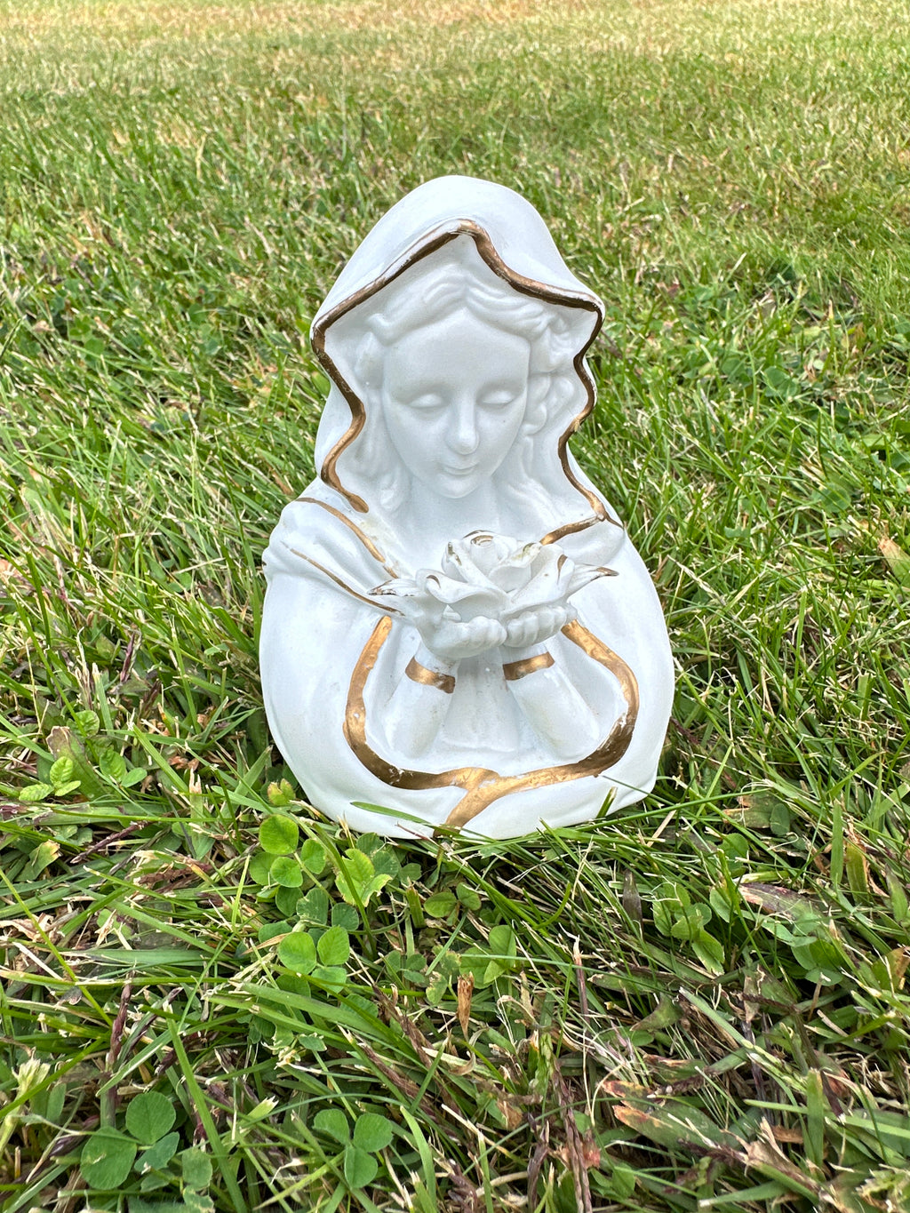 Ceramic Figurine Madame Mary Holding Jesus, White Pietà Classic Religious Sculpture