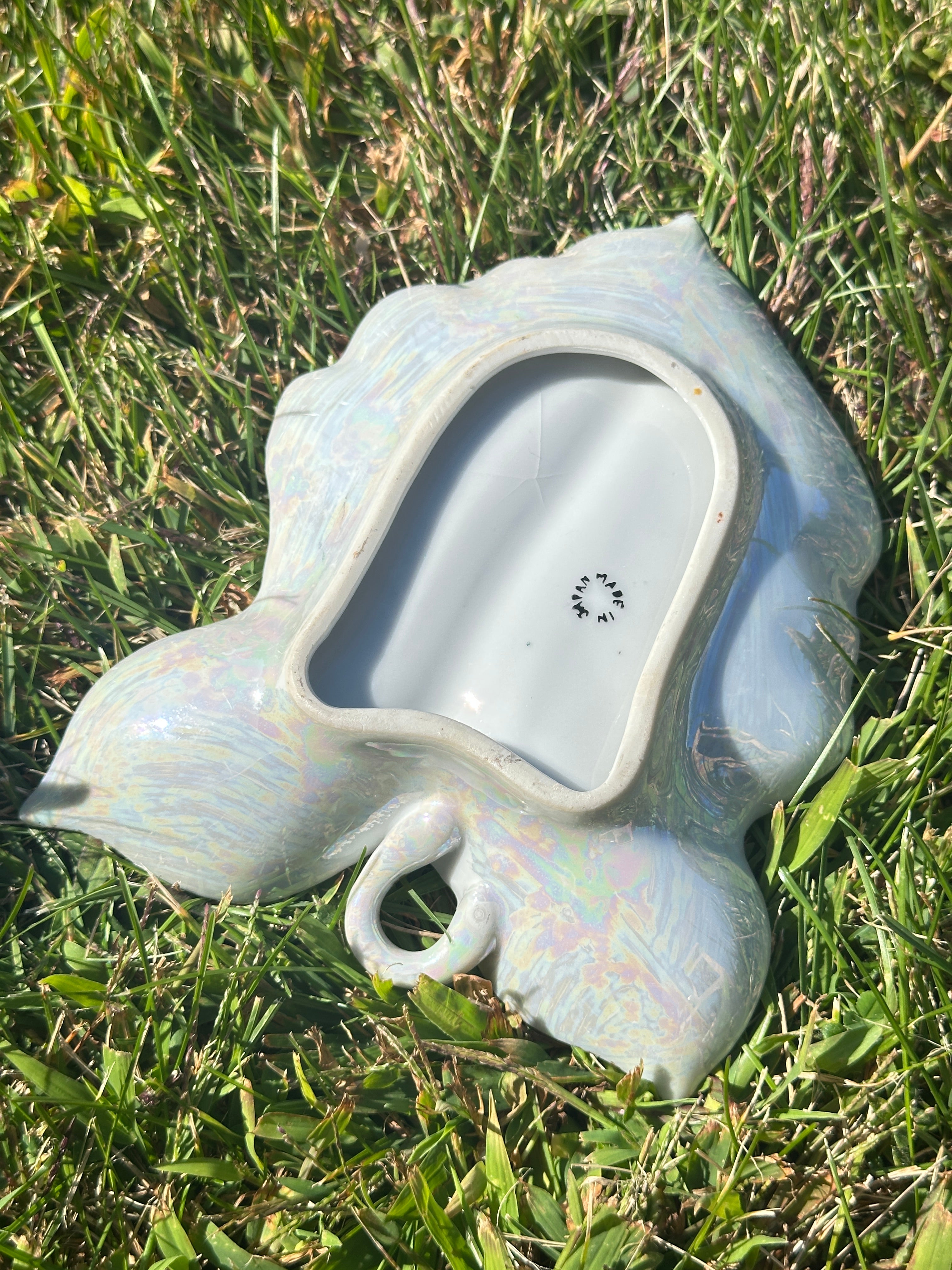 Vintage Leaf-Shaped Porcelain Trinket Dish with Pink Rose Design and Gold Trim