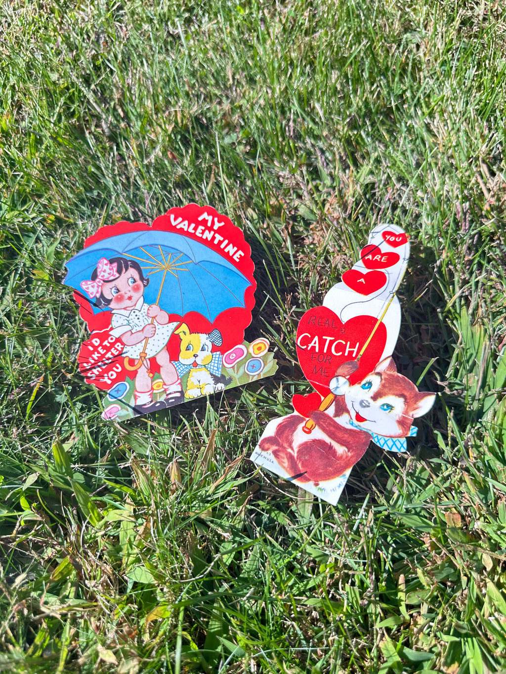 Lot of 2 Vintage Valentine Cards – Retro Mid-Century Style