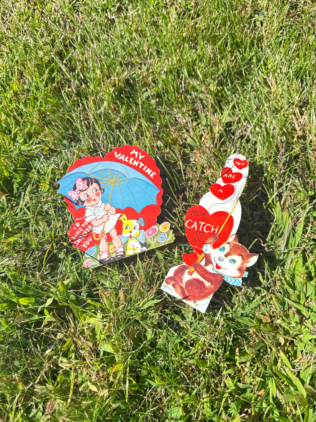 Lot of 2 Vintage Valentine Cards – Retro Mid-Century Style