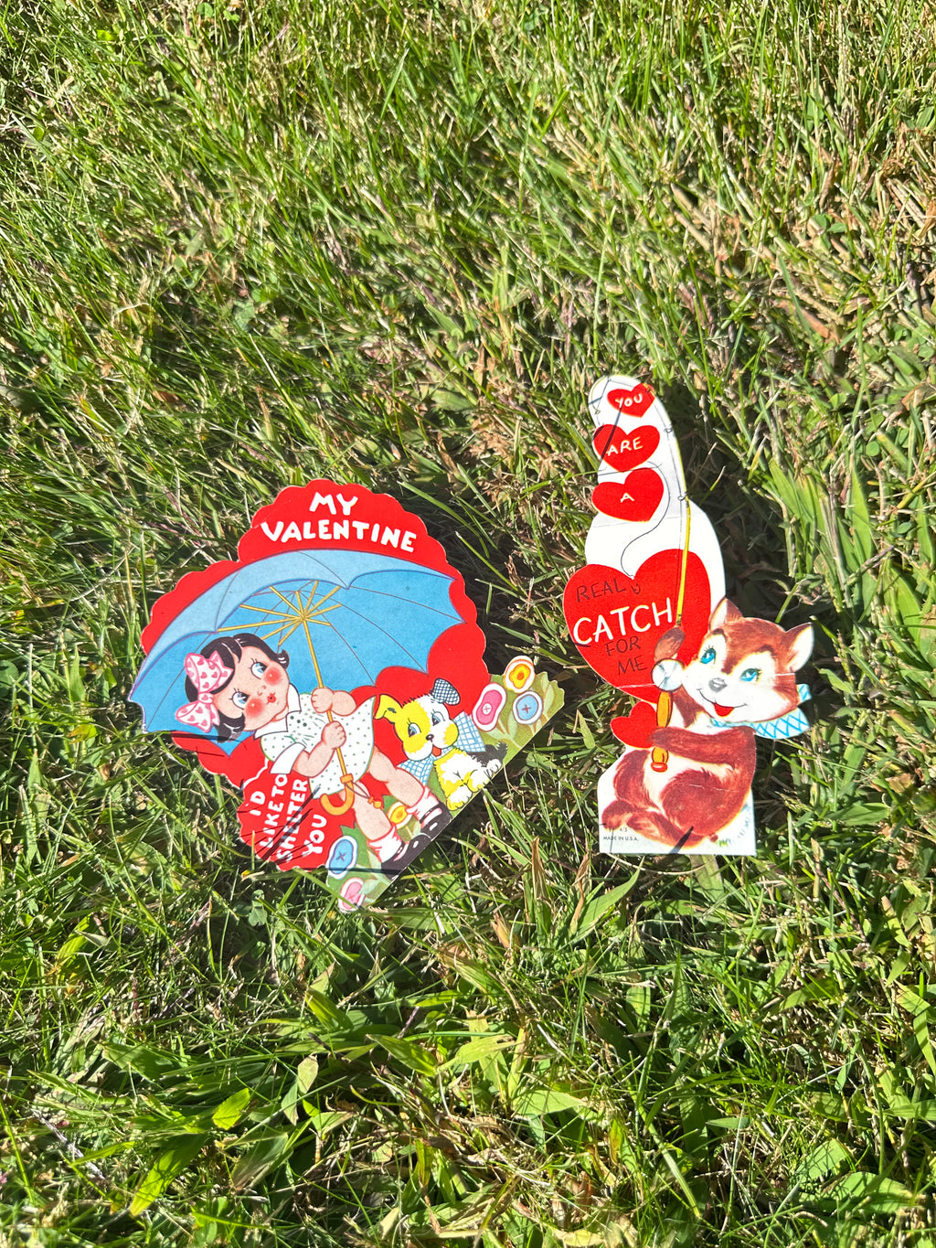 Lot of 2 Vintage Valentine Cards – Retro Mid-Century Style