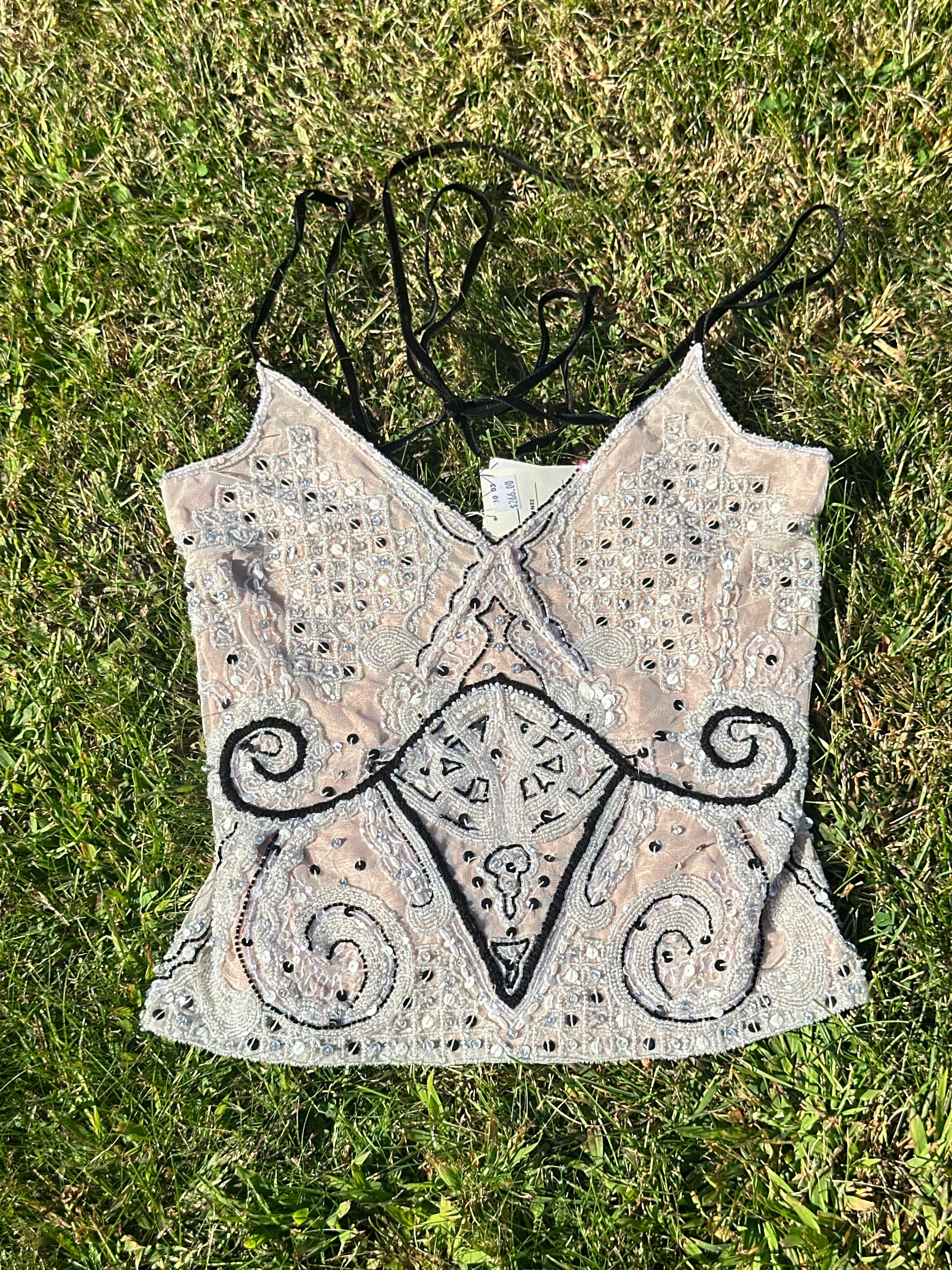 Vintage Beaded and Sequined Camisole Top – Boho Festival Wear