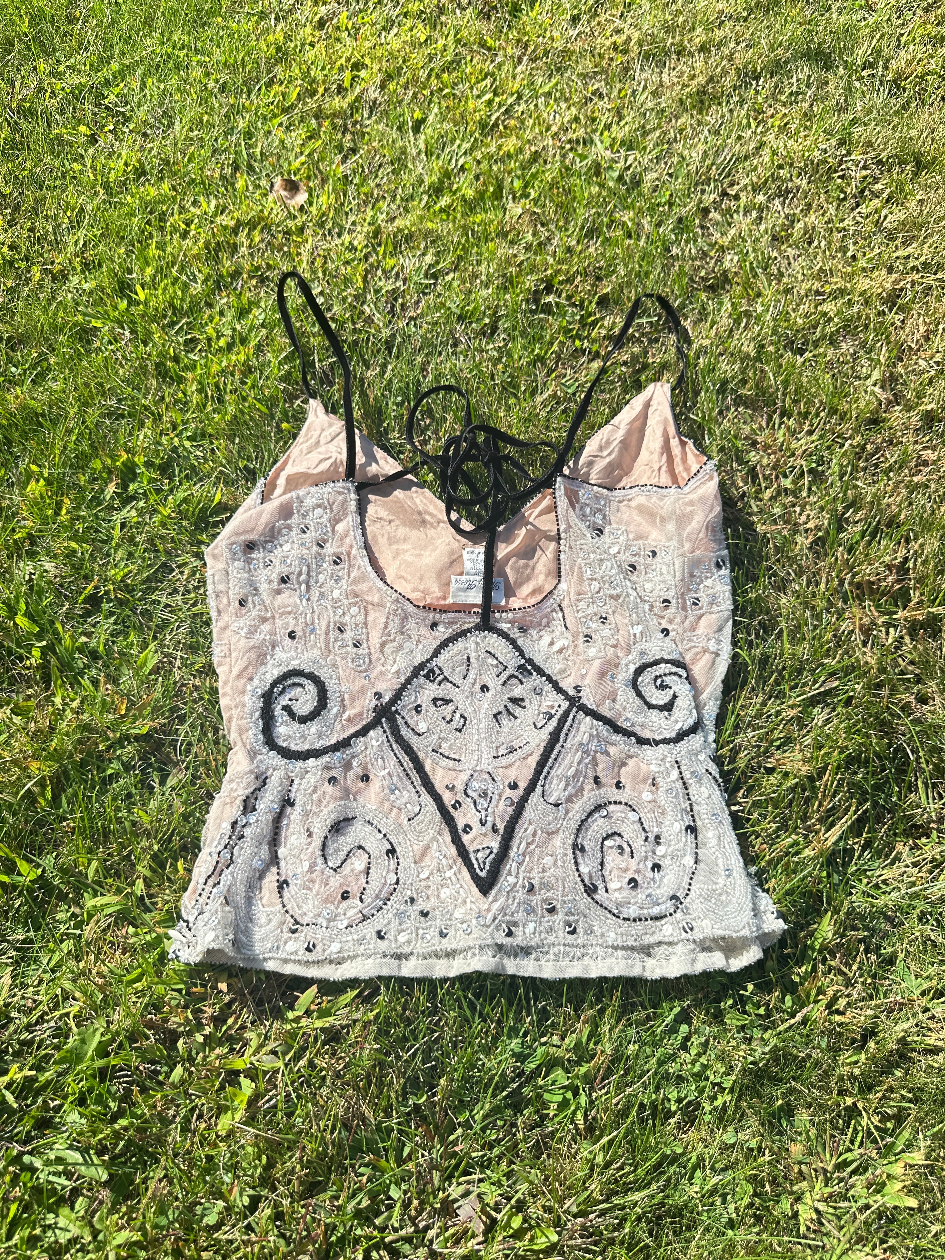 Vintage Beaded and Sequined Camisole Top – Boho Festival Wear