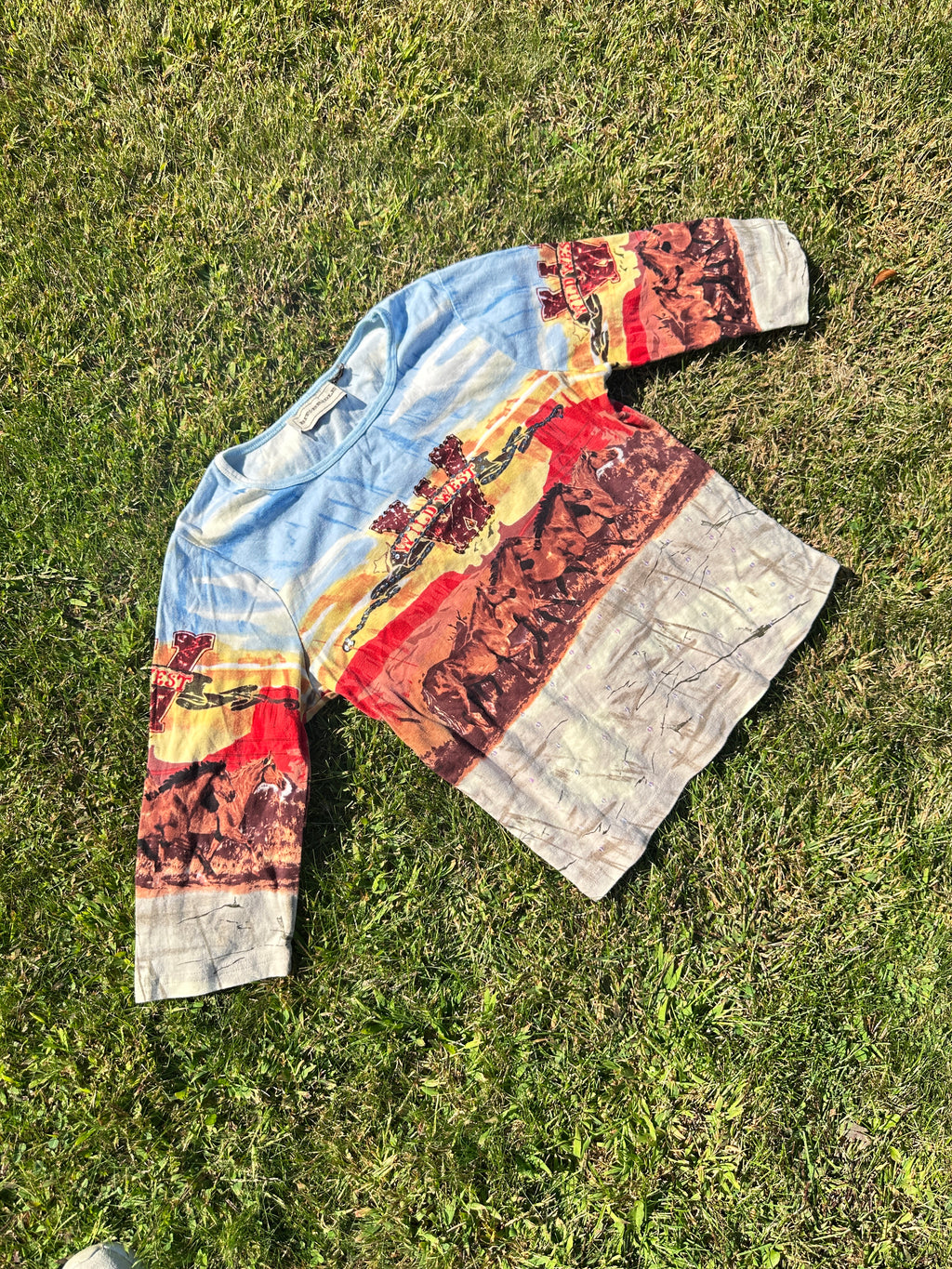 Vintage Stagecoach Western Scene Shirt – Long Sleeve Graphic Top