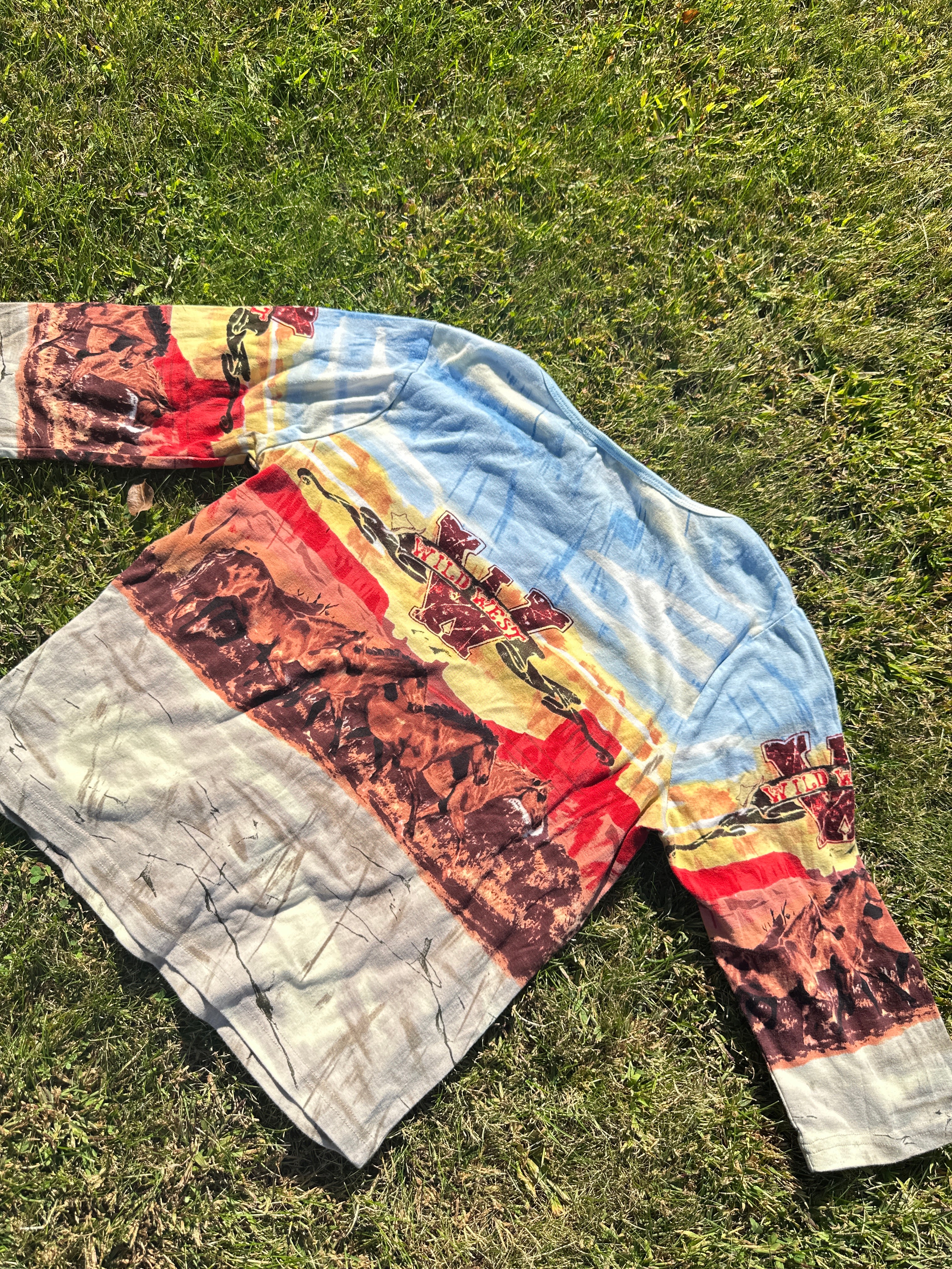 Vintage Stagecoach Western Scene Shirt – Long Sleeve Graphic Top